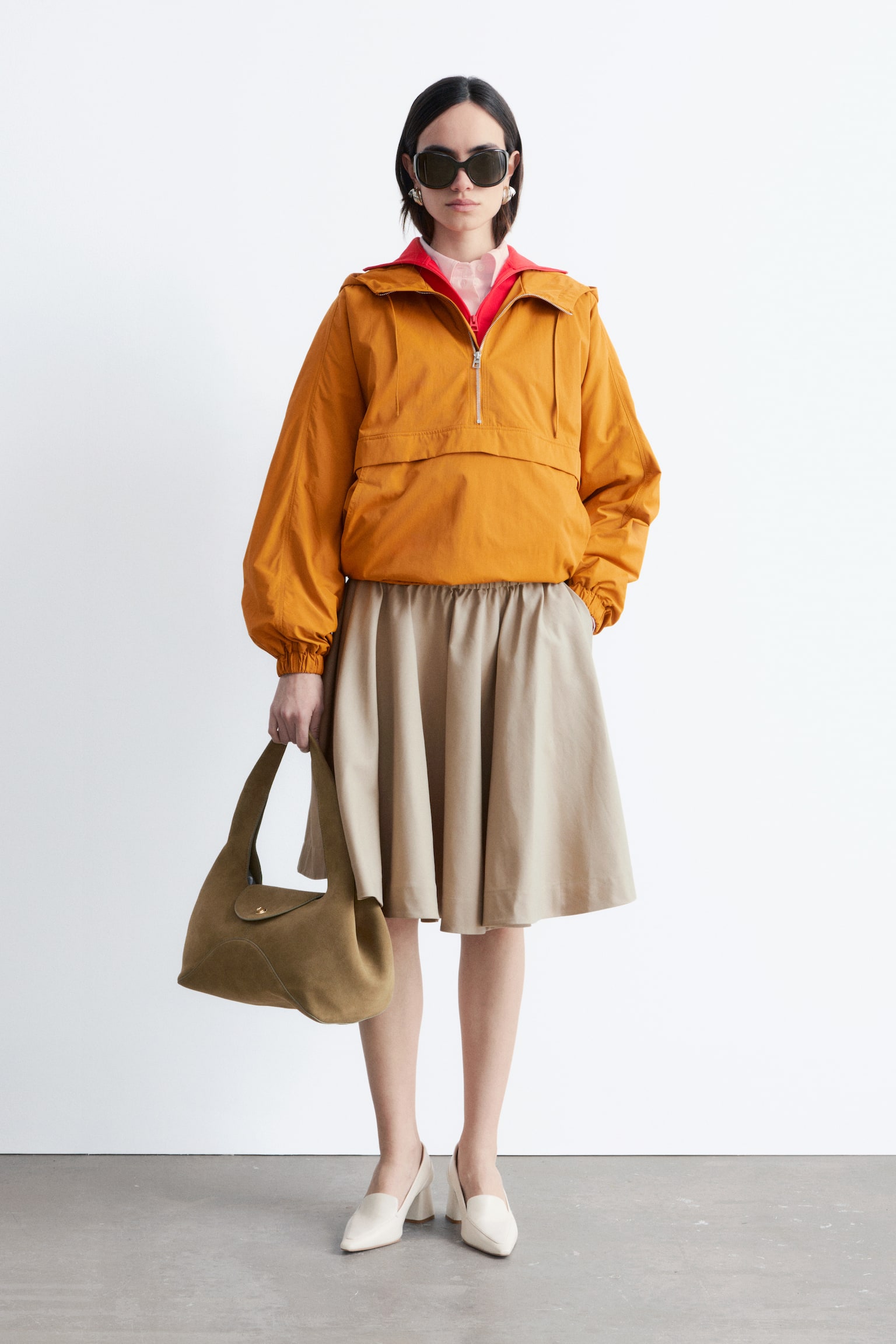 Anorak con cappuccio - Arancione/Nero - 1