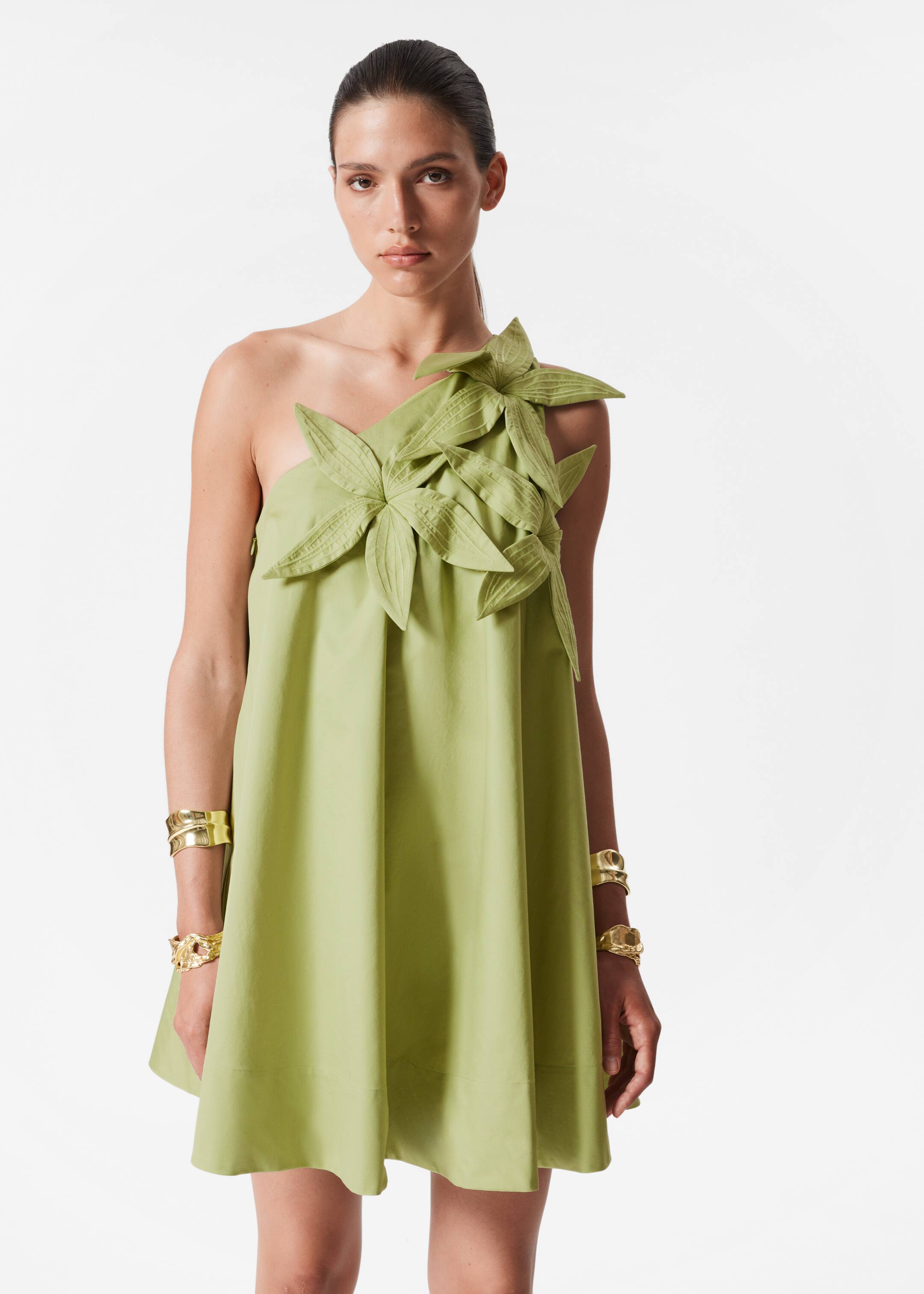 Agrandir l'image: Robe courte asymétrique - Vert sauge - FEMME | H&M FR 3