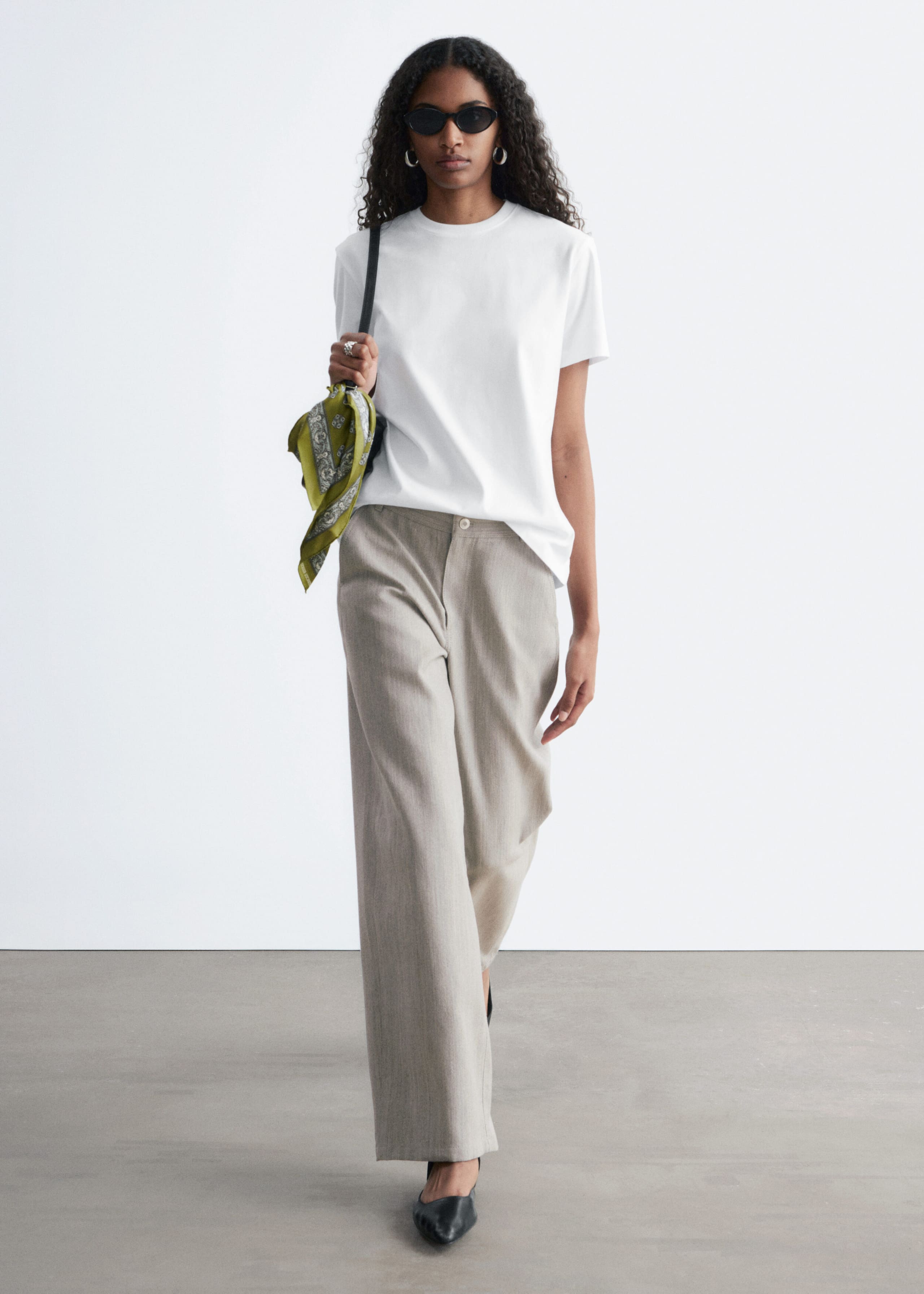 Image of Bawełniany T-shirt z okrągłym dekoltem