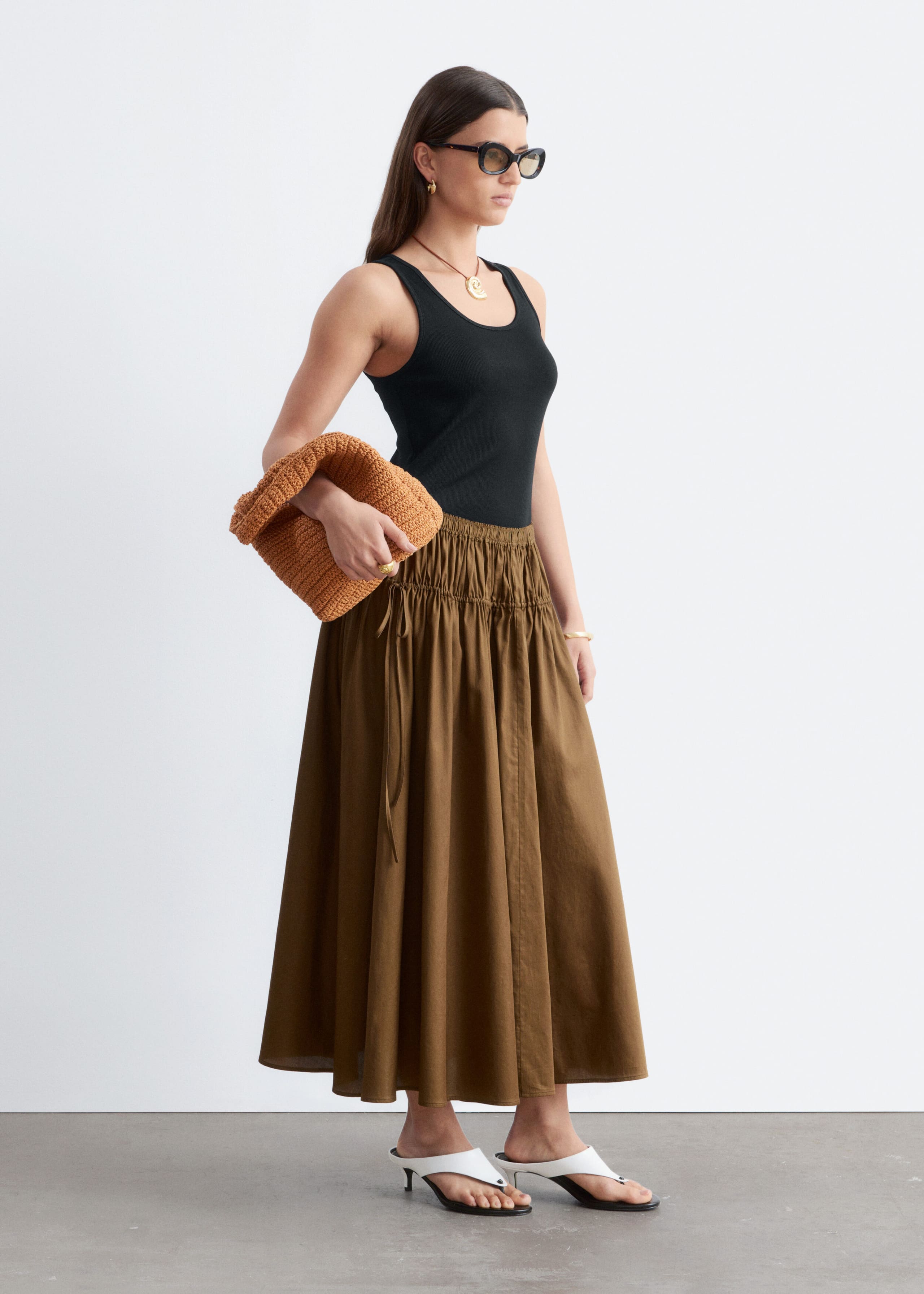 Ribbed Cotton Tank Top - Green - Lookbook