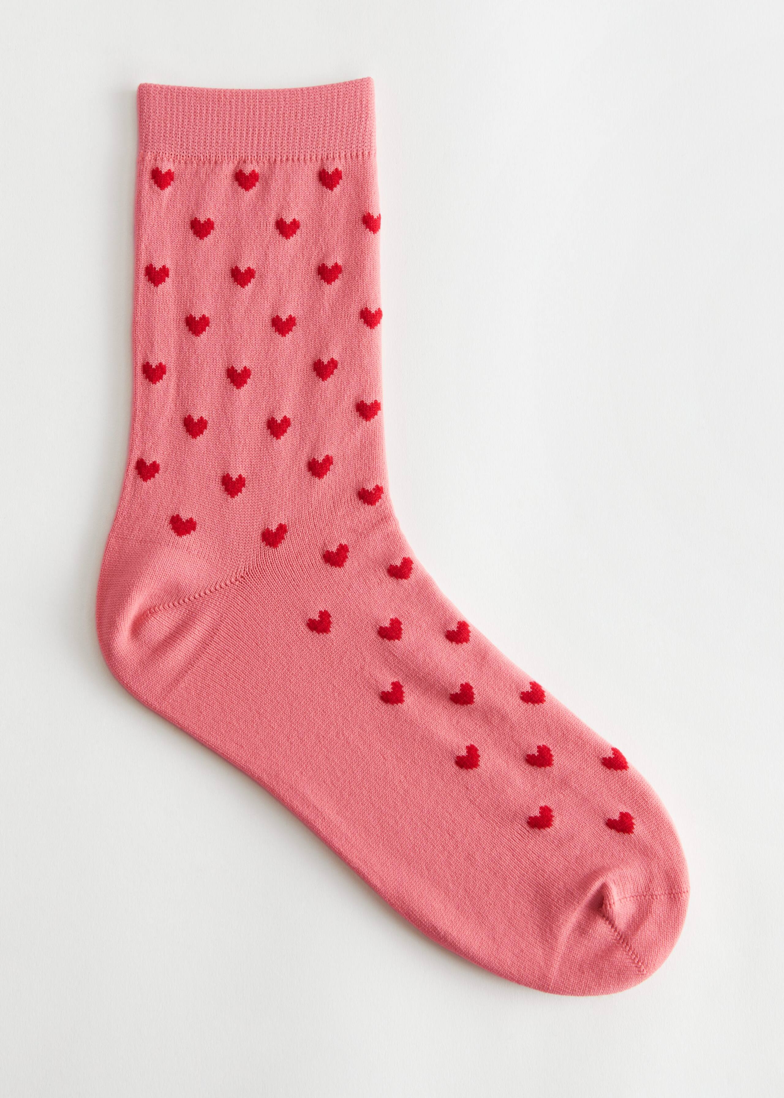 Heart Motif Socks - Lilac/Hearts - Natura morta