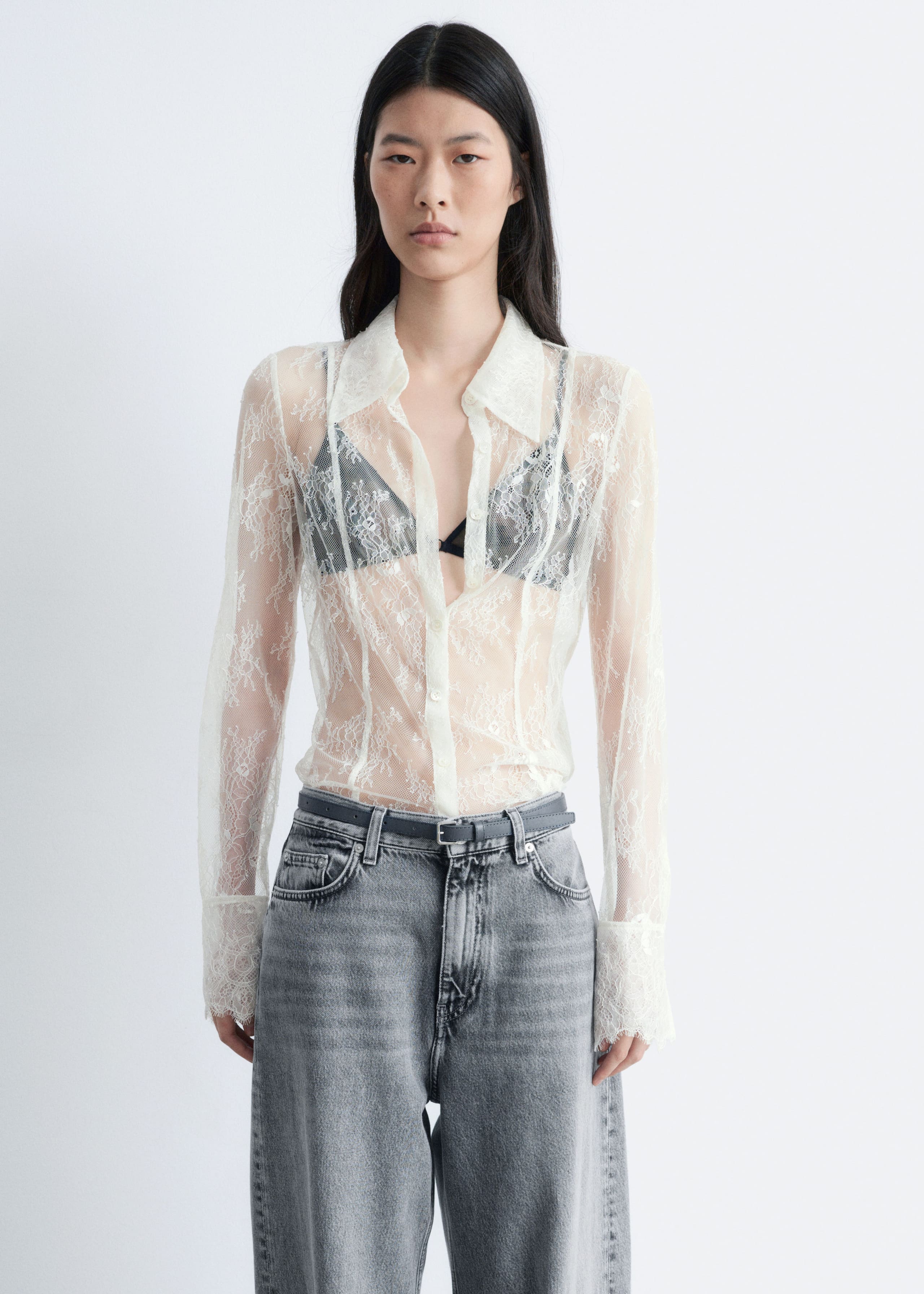 Image of Tapered Lace Shirt