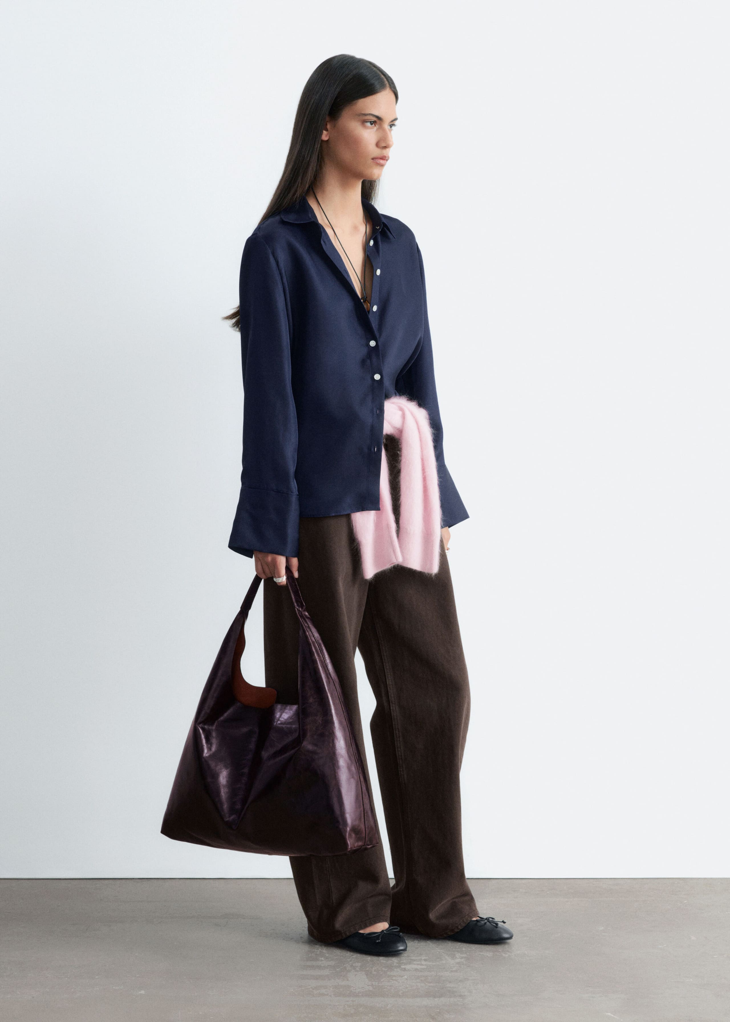 Relaxed Silk Shirt - Dark Blue - Still Life