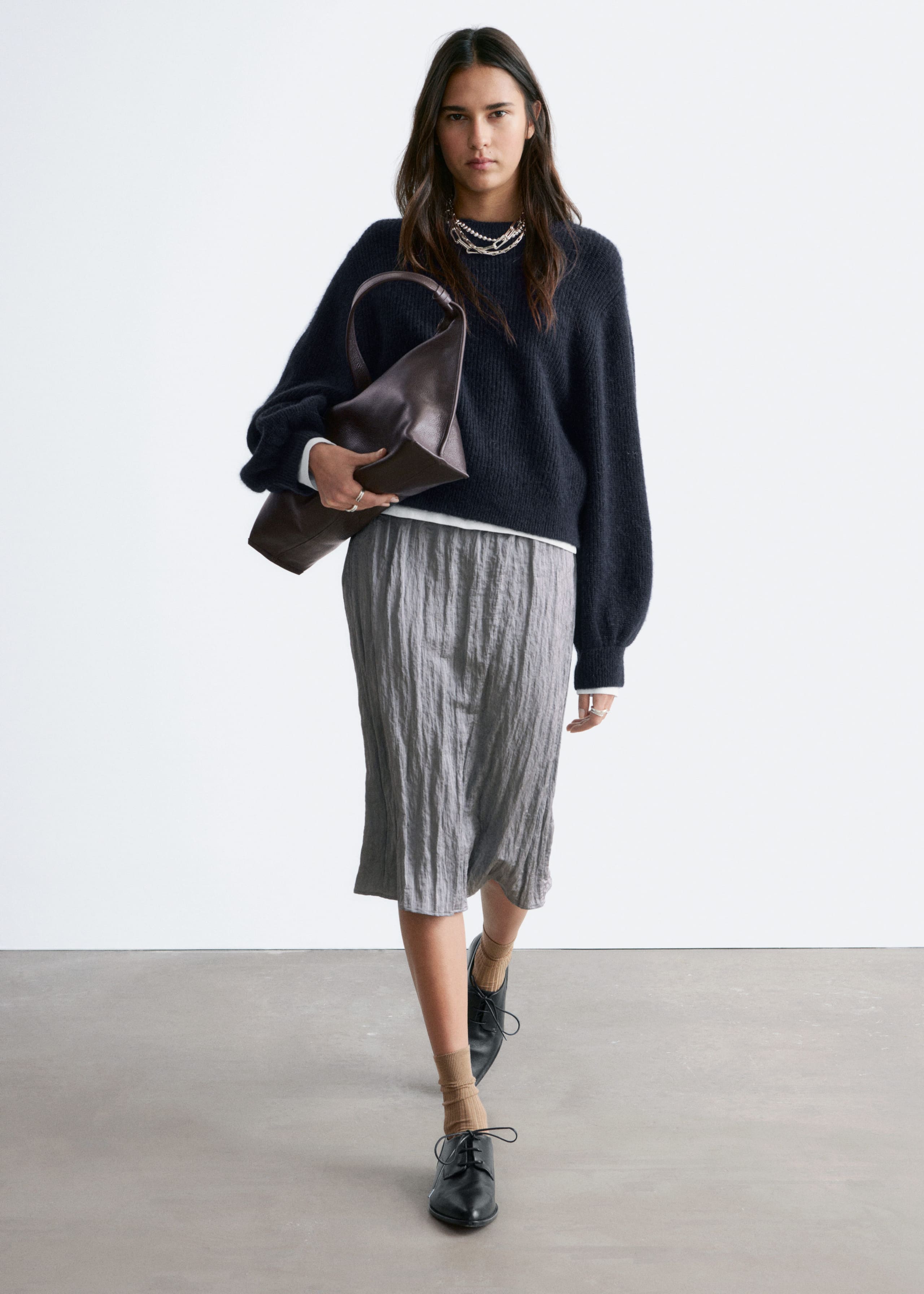 Image of Alpaca-Blend Balloon-Sleeve Jumper