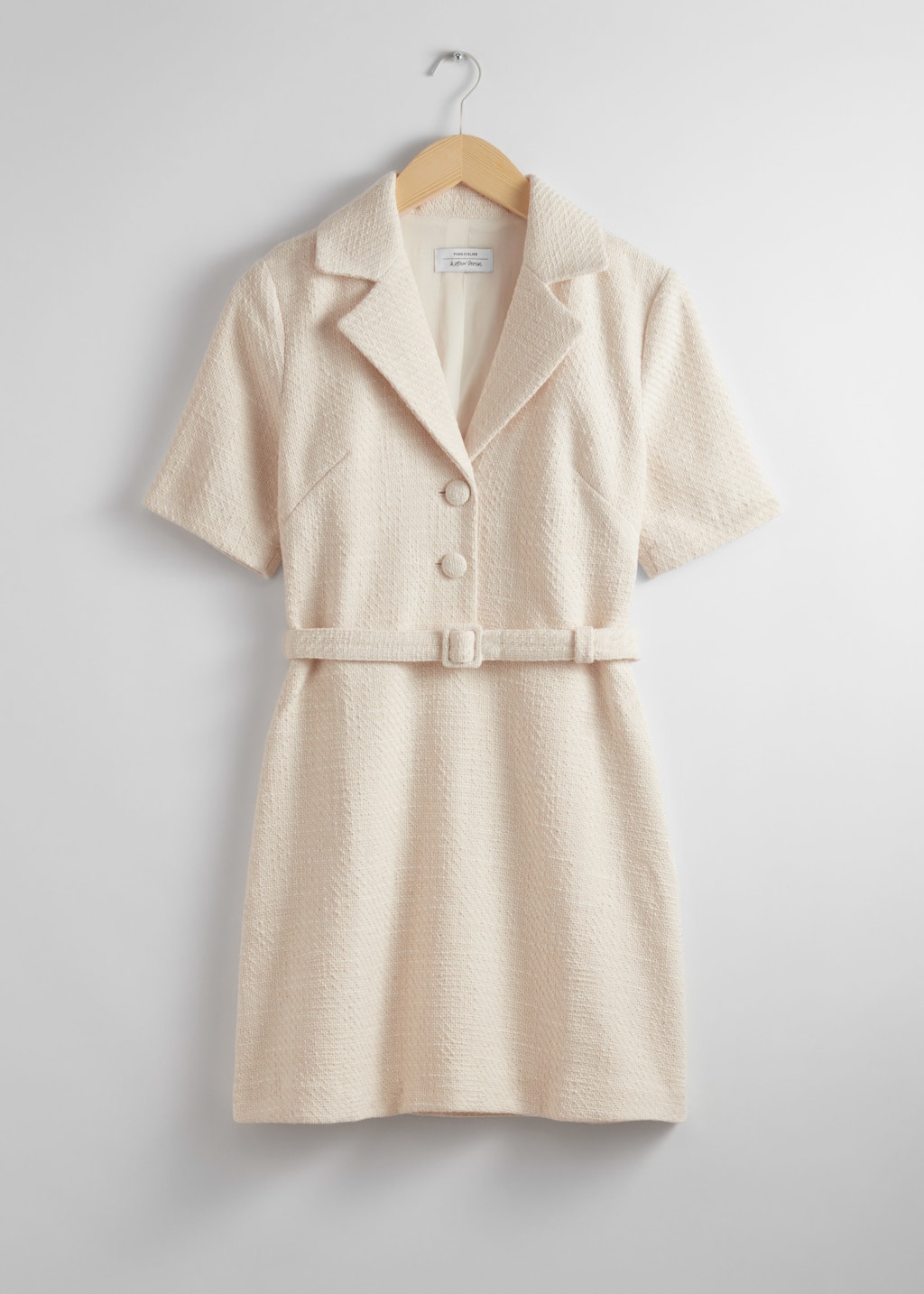 Belted Tweed Mini Dress - Cream - Still Life