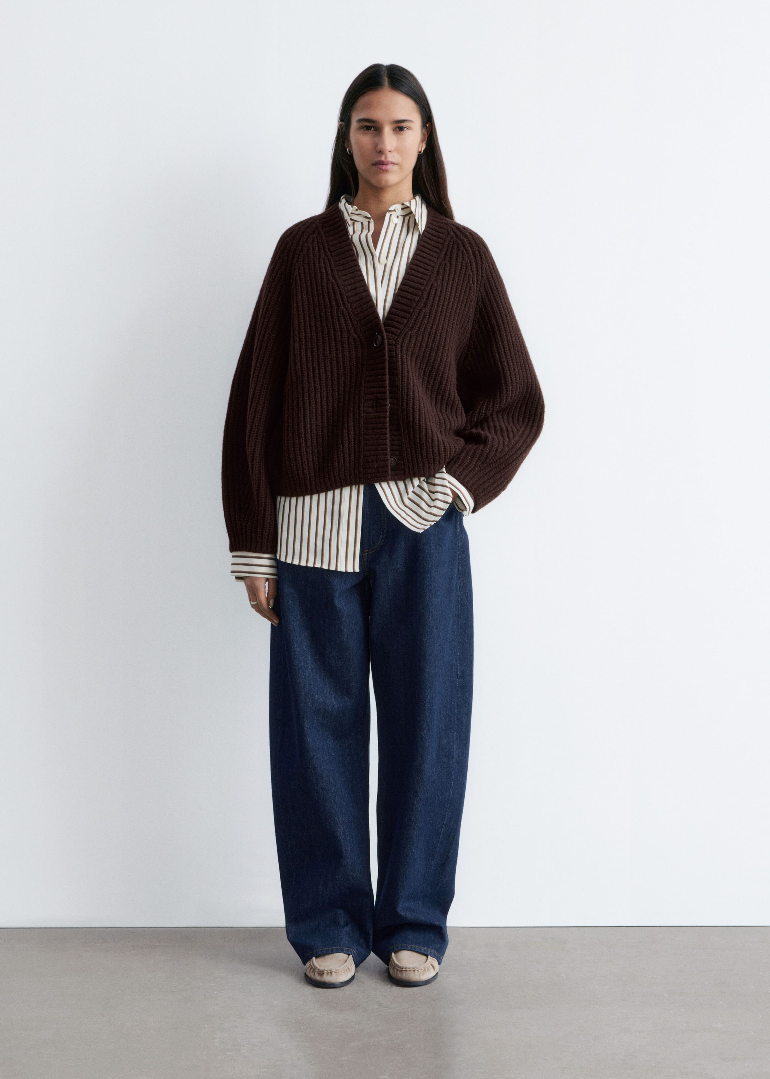 Chunky Rib-Knit Cardigan - Blue Melange - Lookbook