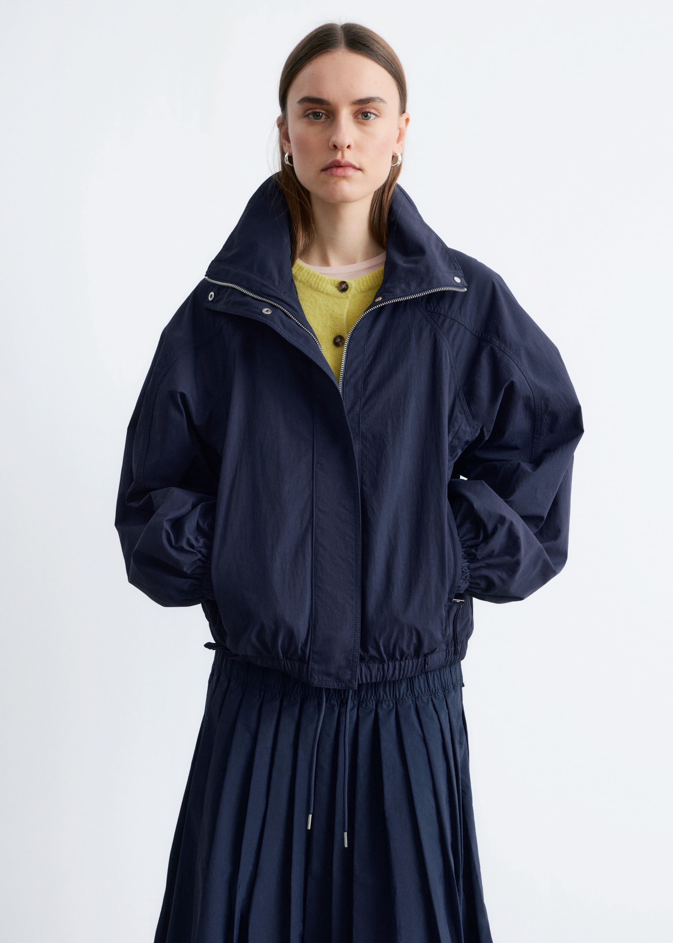 Image of Stand-Collar Drawstring Jacket