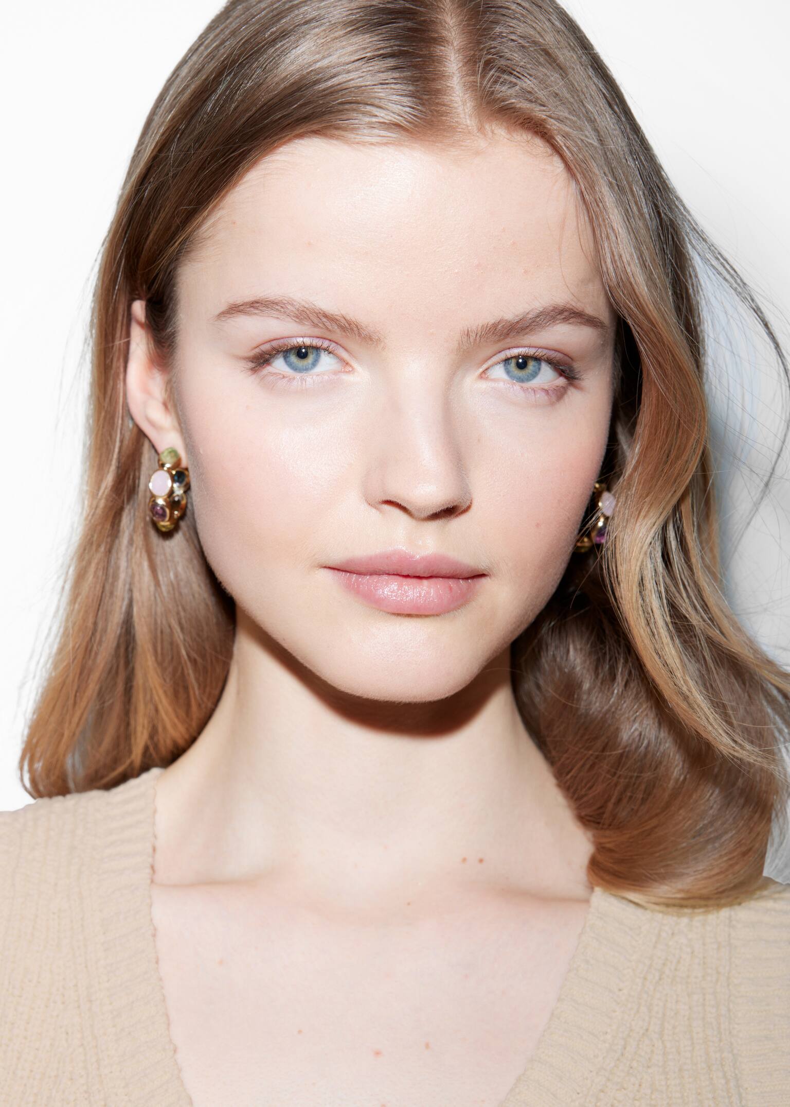 Vibrant Crystal Hoops - Gold