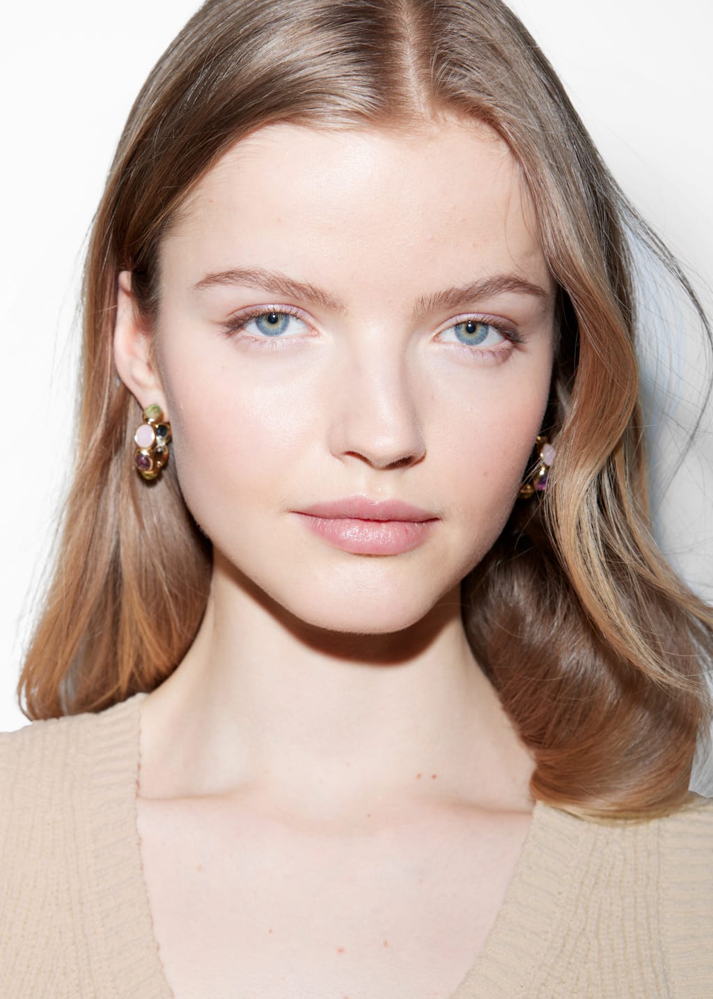 Vibrant Crystal Hoops - Gold - Lookbook