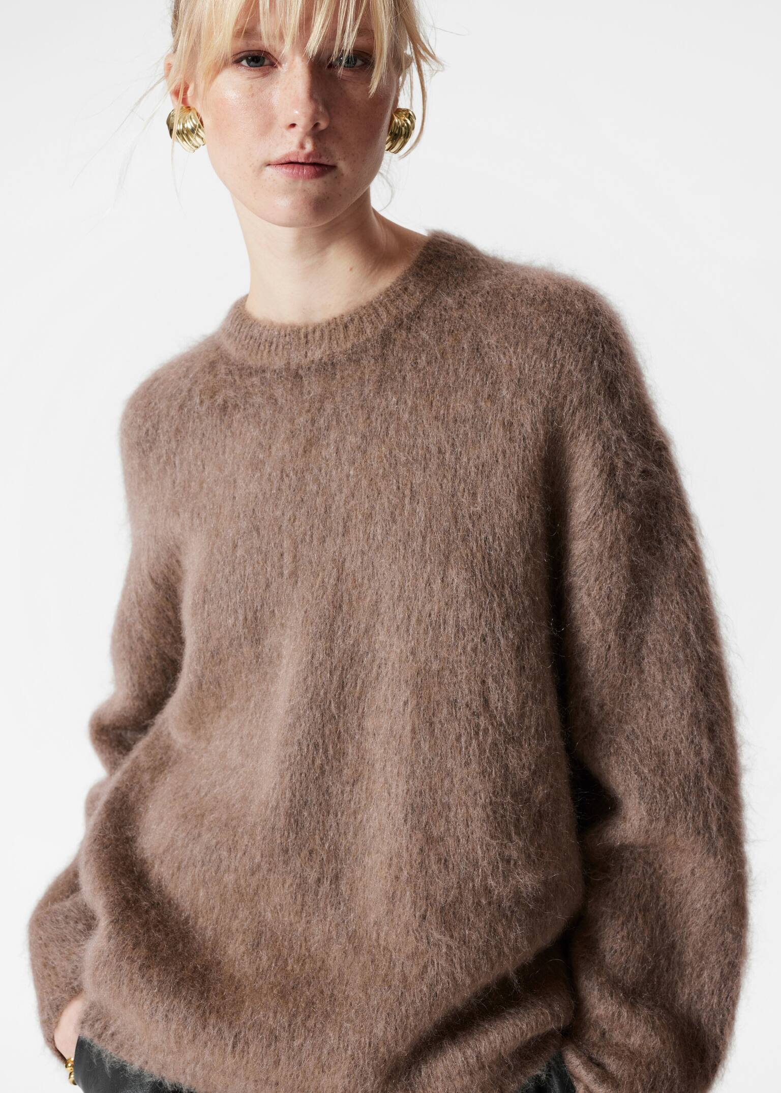 Pull en mohair mélangé - Taupe/Gris moucheté/Brun/Vert clair/Bleu foncé/Beige/Menthe/Marron foncé/Beige - 3