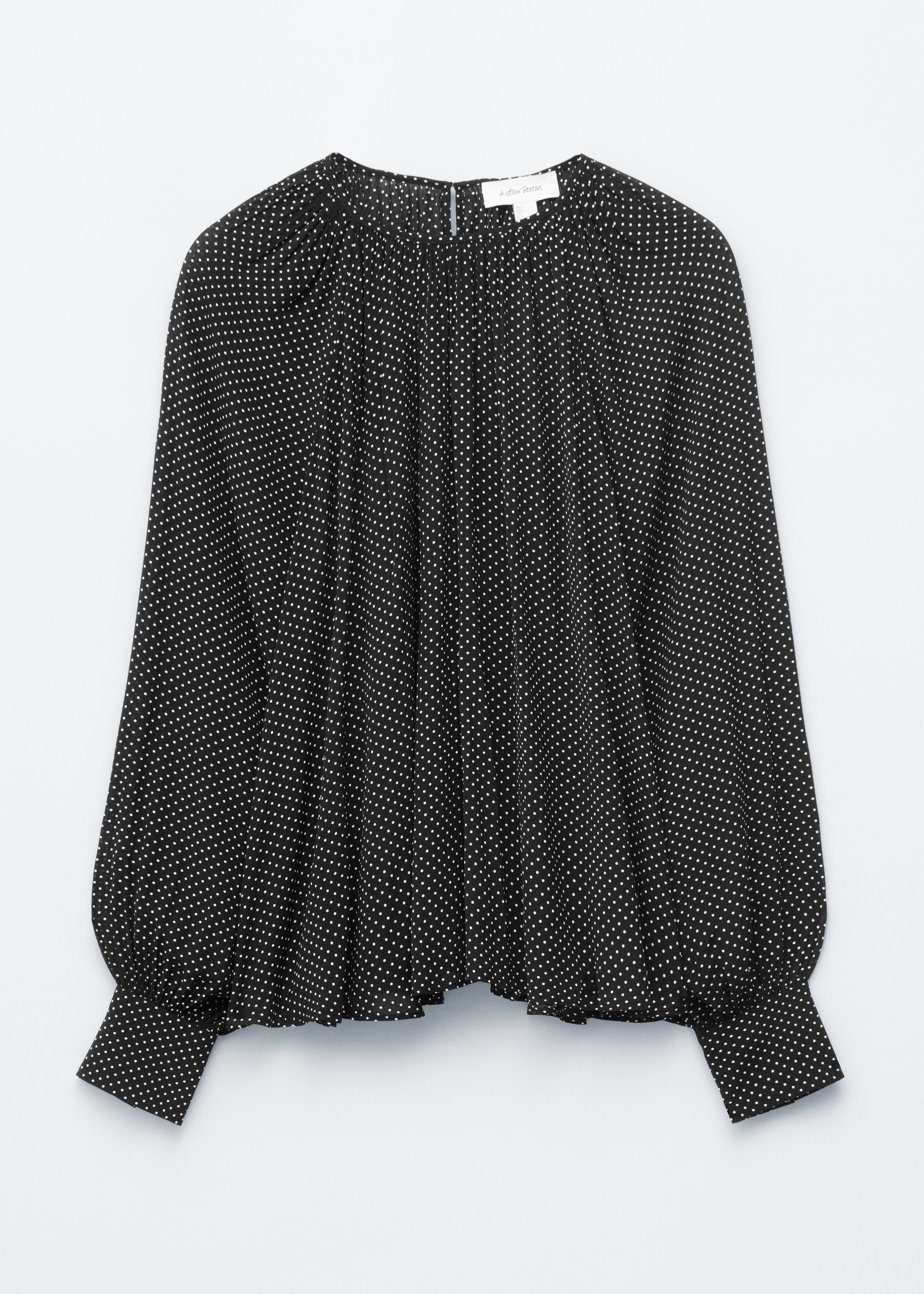 Bluse mit Ballonärmeln - Schwarz/Gepunktet/Dunkelblau