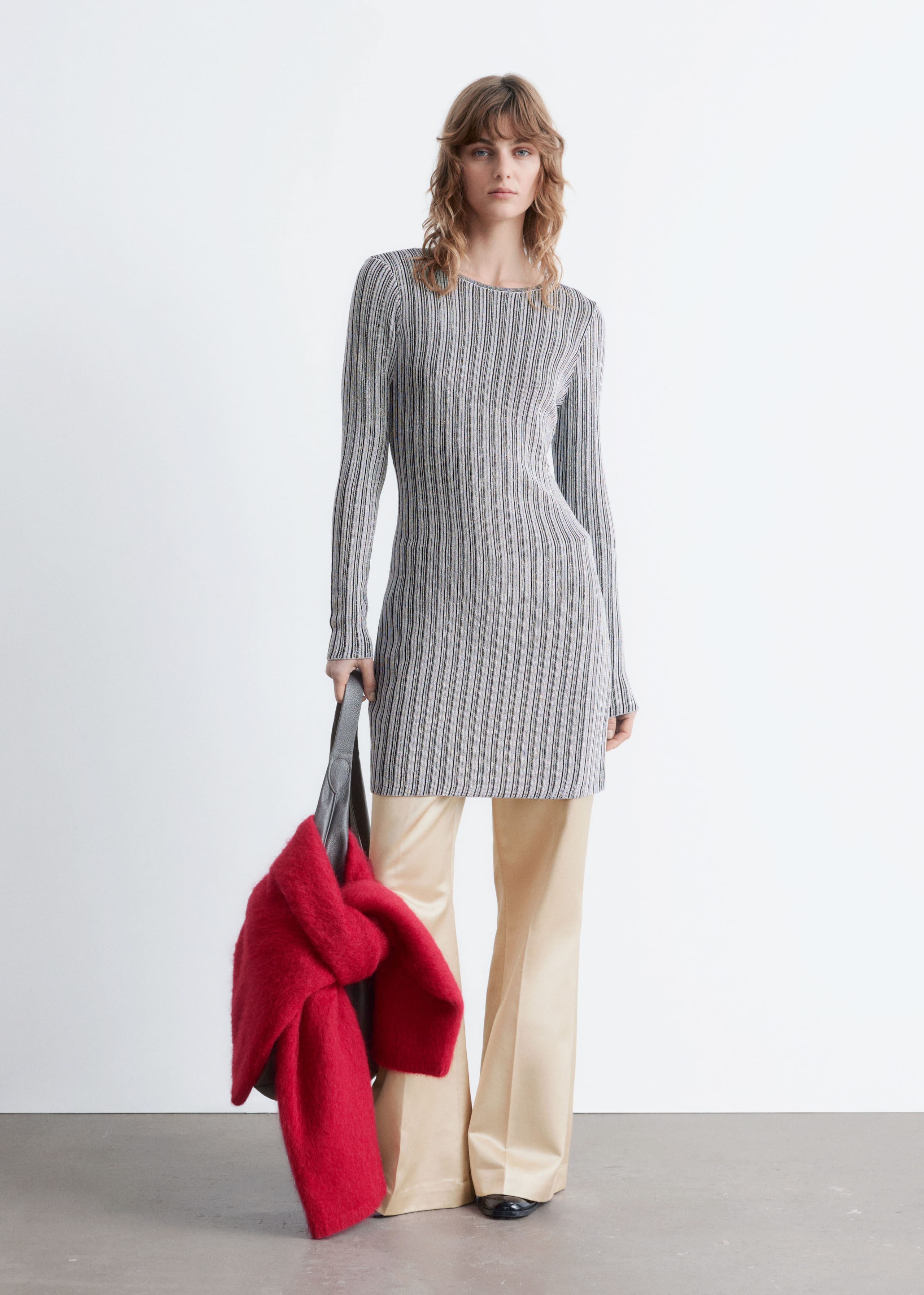 Image of Long-Sleeve Rib-Knit Mini Dress