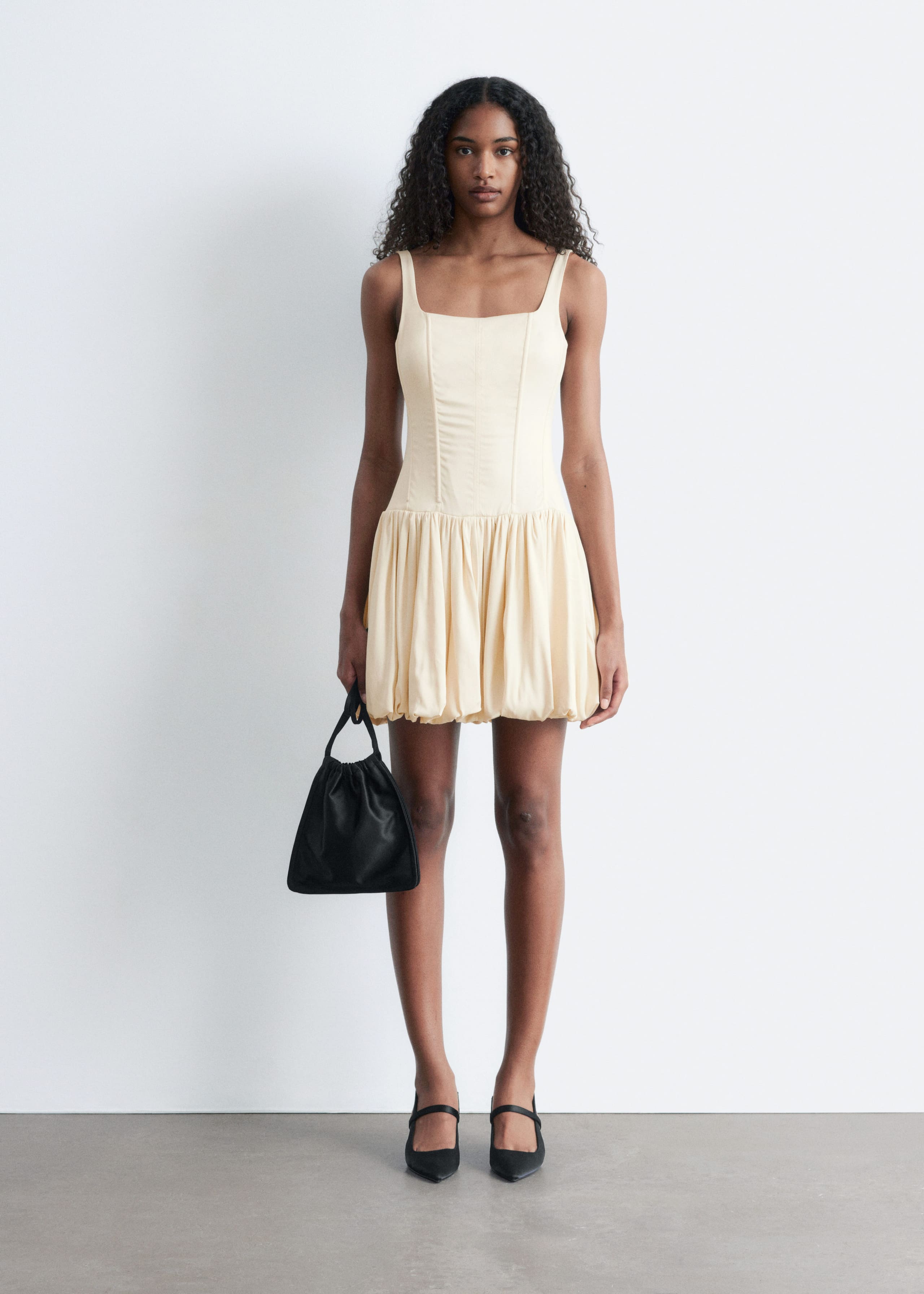 Corset Bubble Mini Dress - Cream - Lookbook