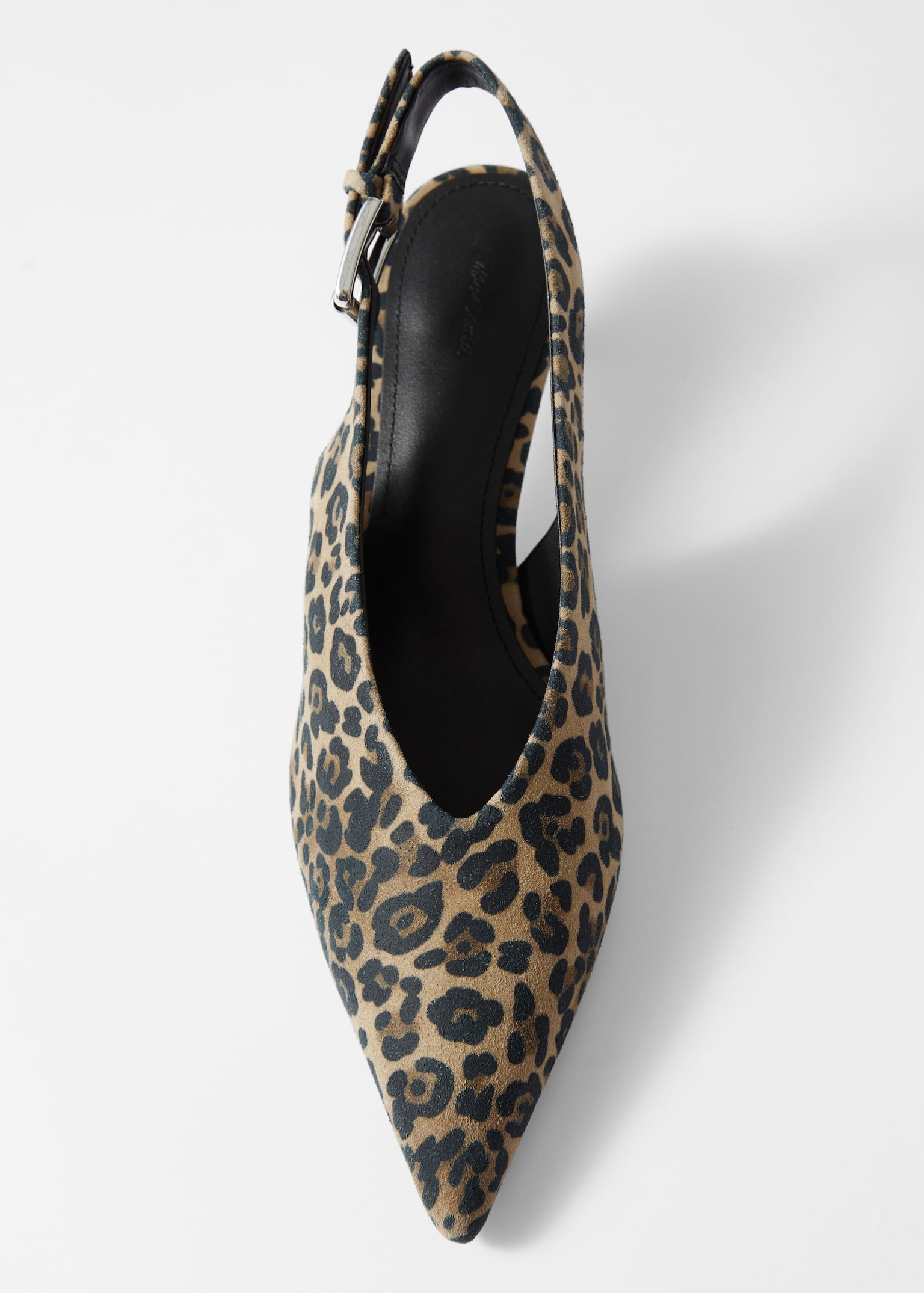 Escarpins en cuir à petits talons et bride arrière - Daim à imprimé léopard/Daim beige/Noir - 5