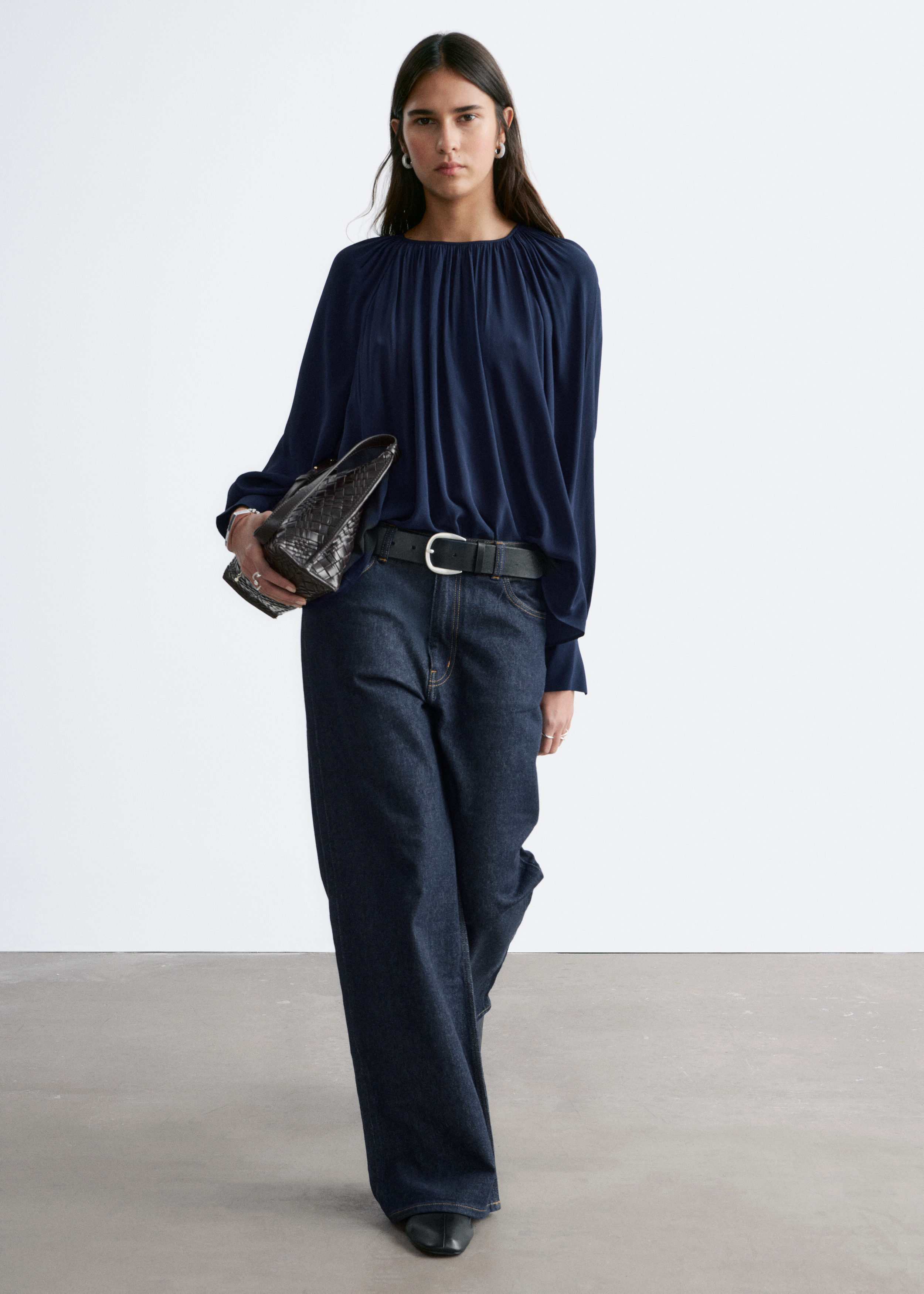 Balloon-Sleeve Blouse - Dark Blue - & Other Stories US