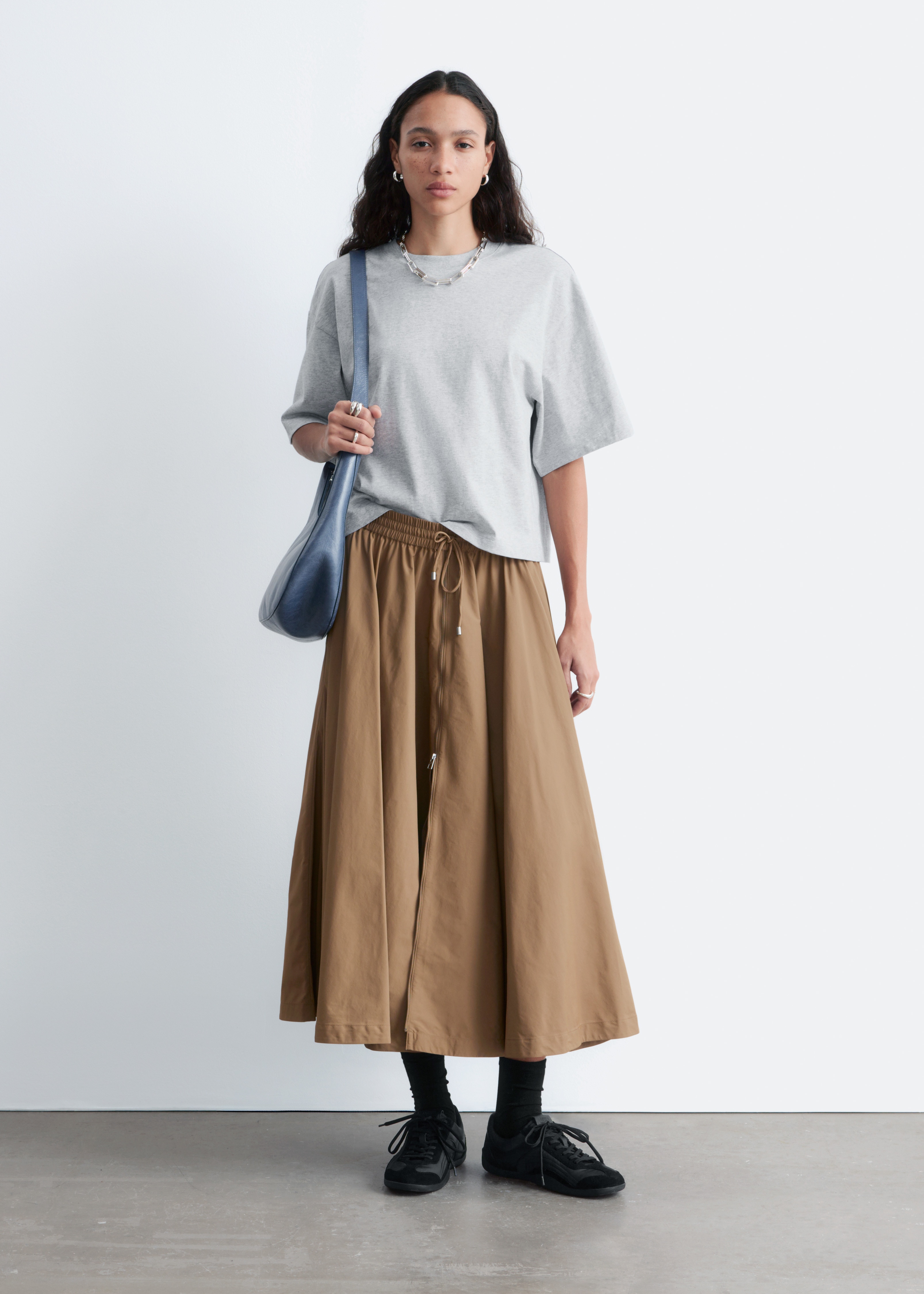 T-shirt structuré - Gris/Noir/Blanc/Marron Clair