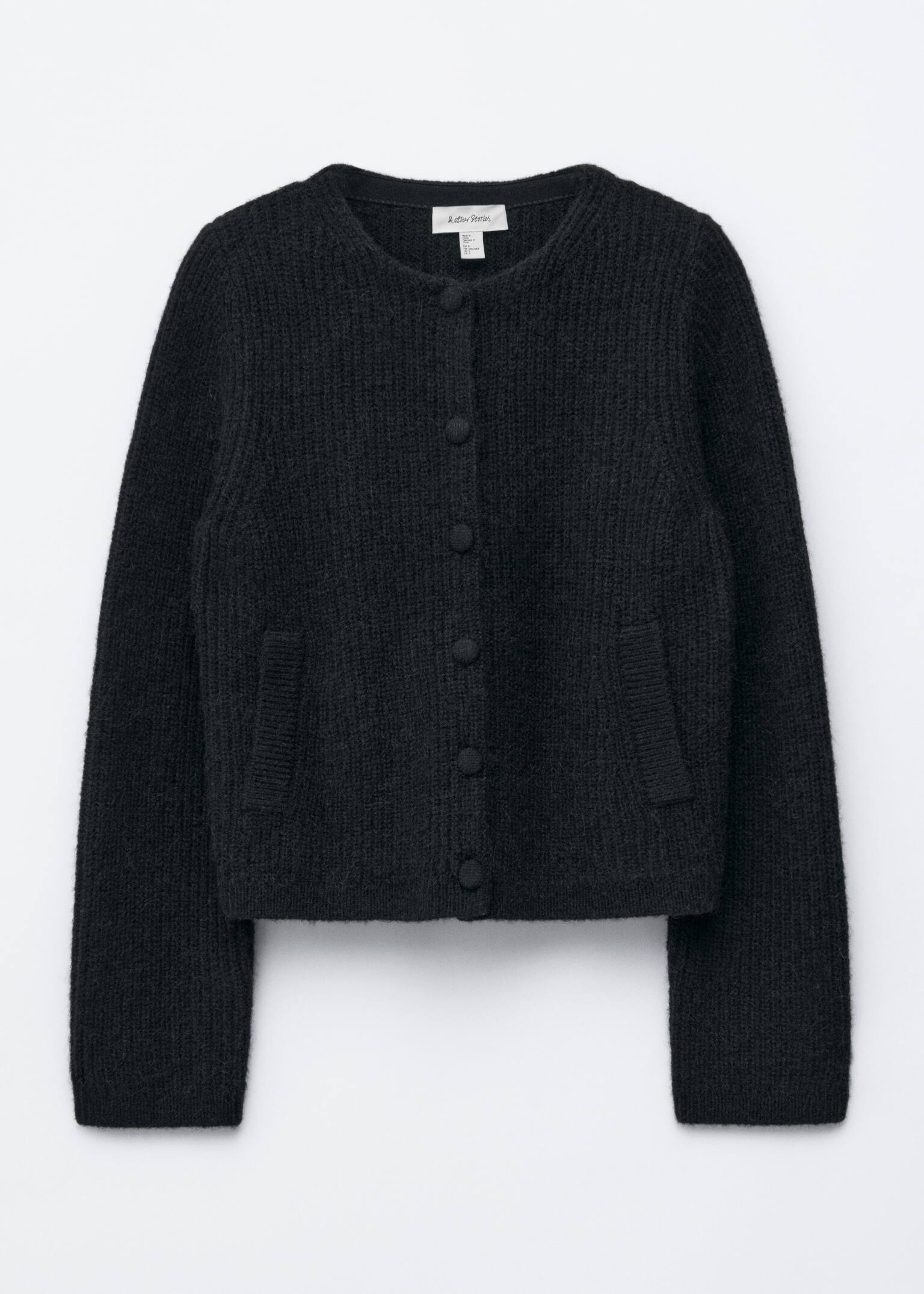 Rippstrickjacke - Schwarz/Graubraun/Dunkelviolett - 2