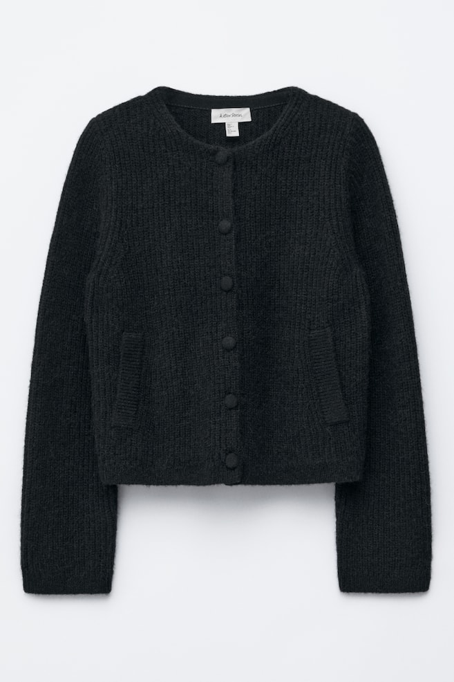 Rib-Knit Cardigan - Black/Mole - 1