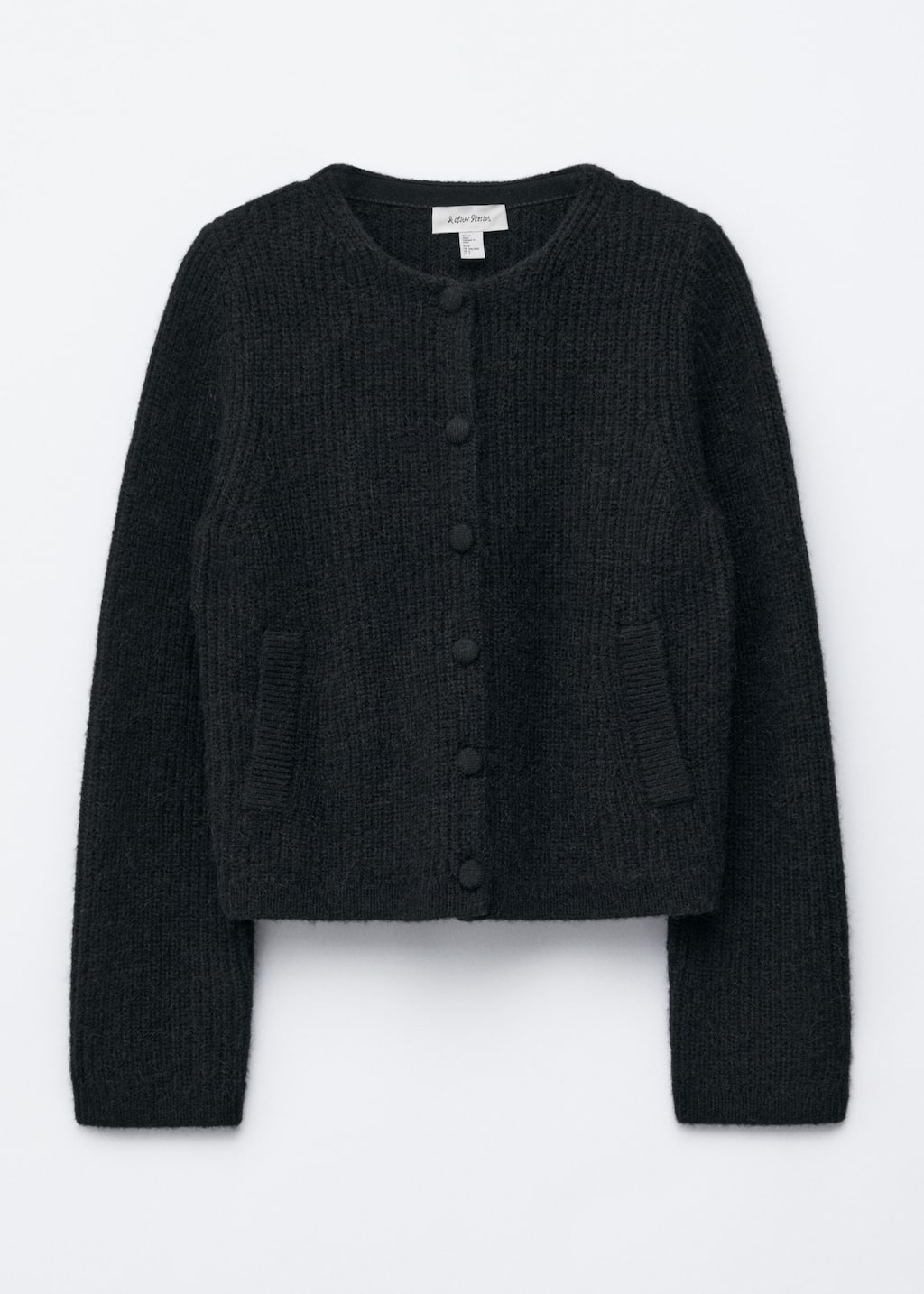 Ribbstickad cardigan