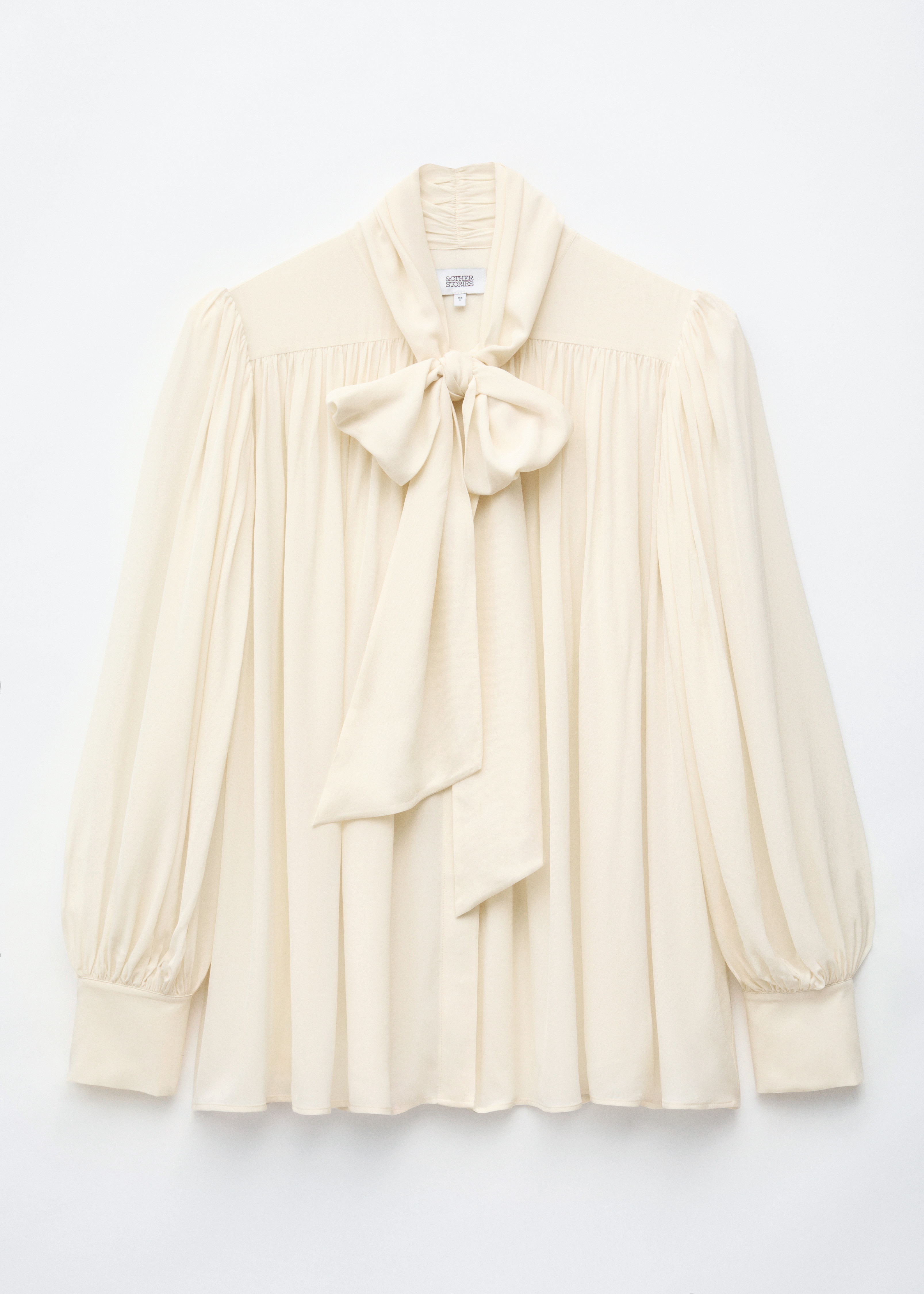 Blouse met strik en plooien - Gebroken wit