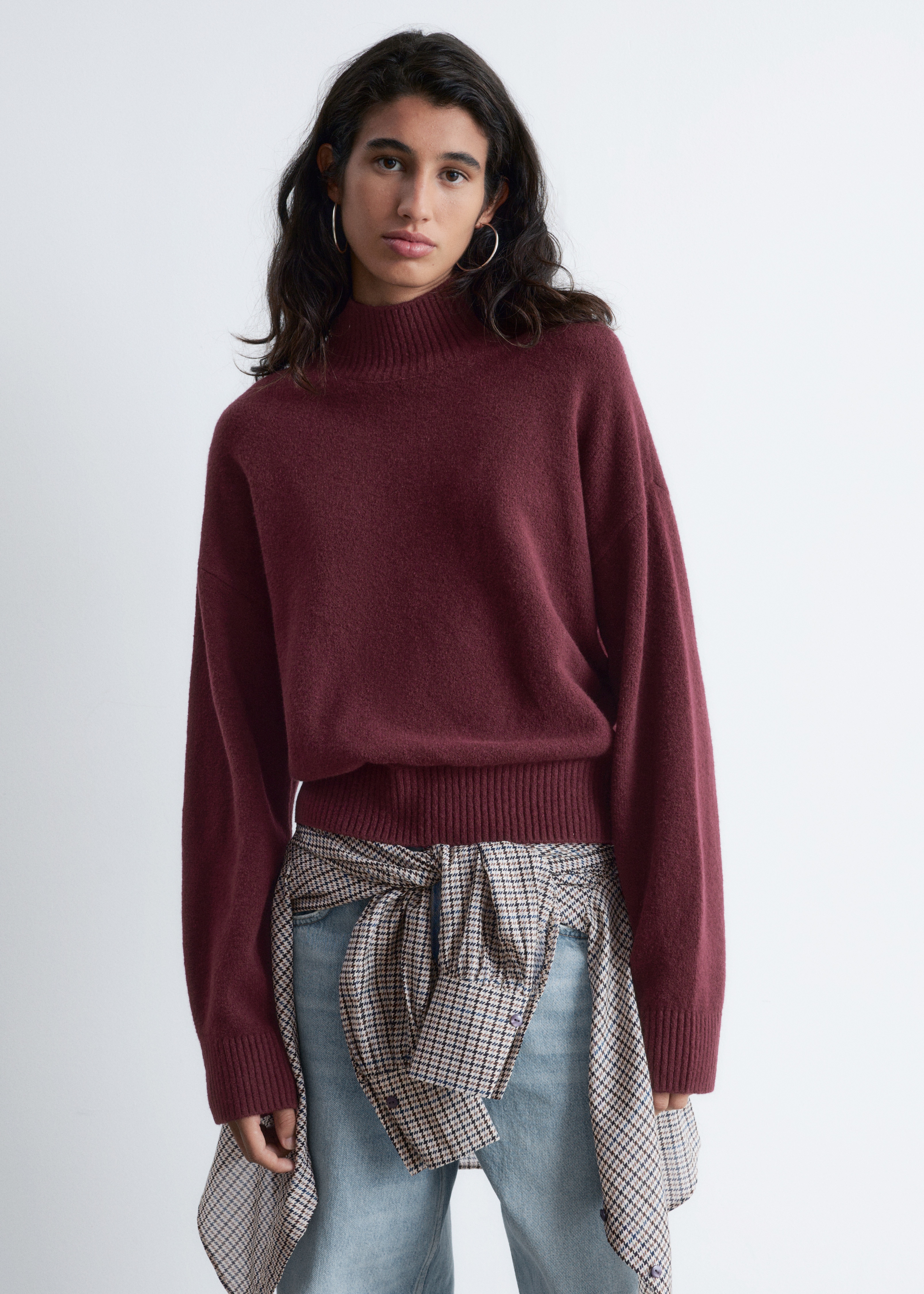 Sweter z golfem - Ciemnoczerwony/Czarny/Różowy/Dark Mole/Jasnoniebieski/Ciemny beż