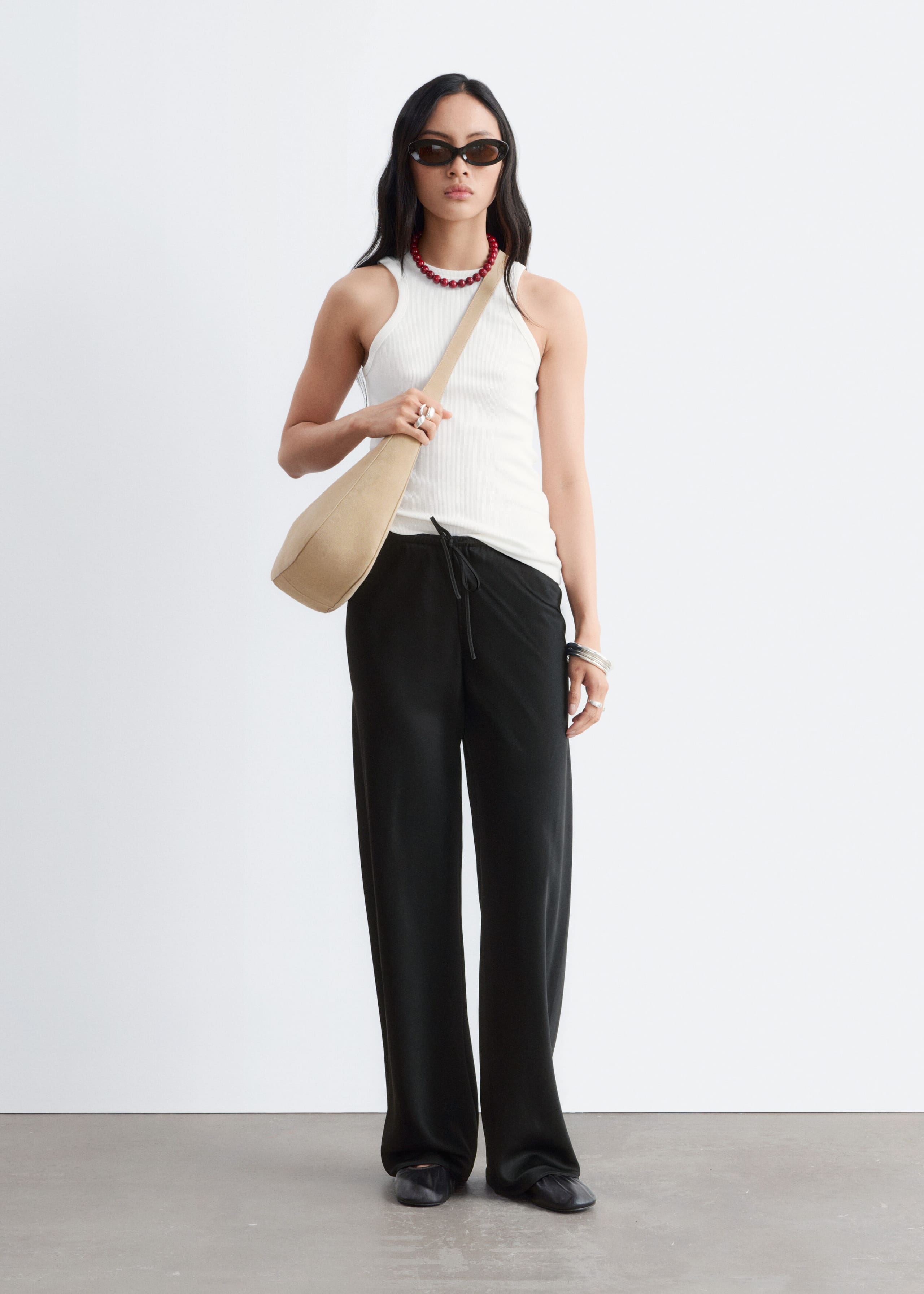 Image of Drawstring Twill Trousers