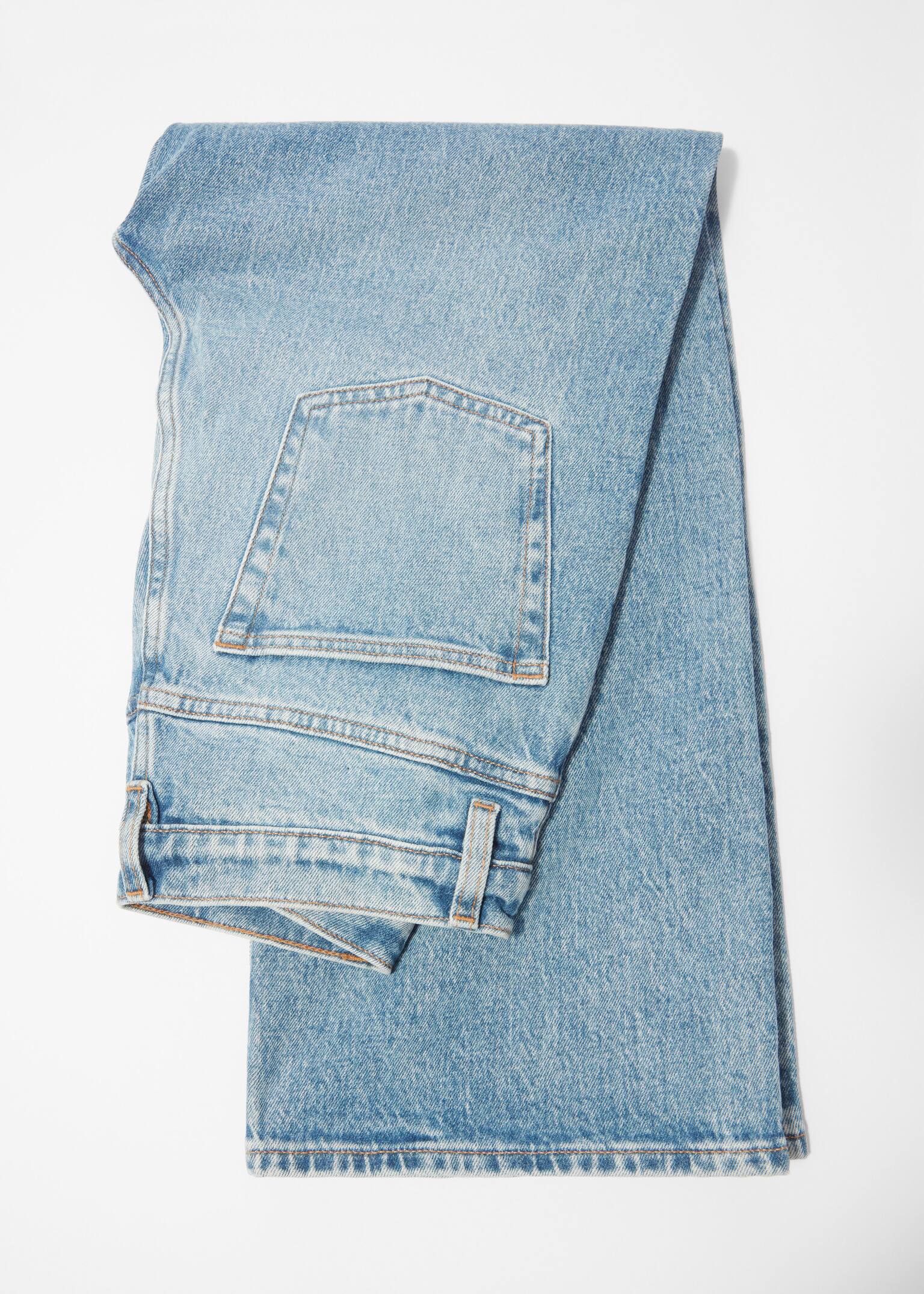 Cropped Wide-Leg Jeans - Dusty Blue/Mid Blue/Light Beige