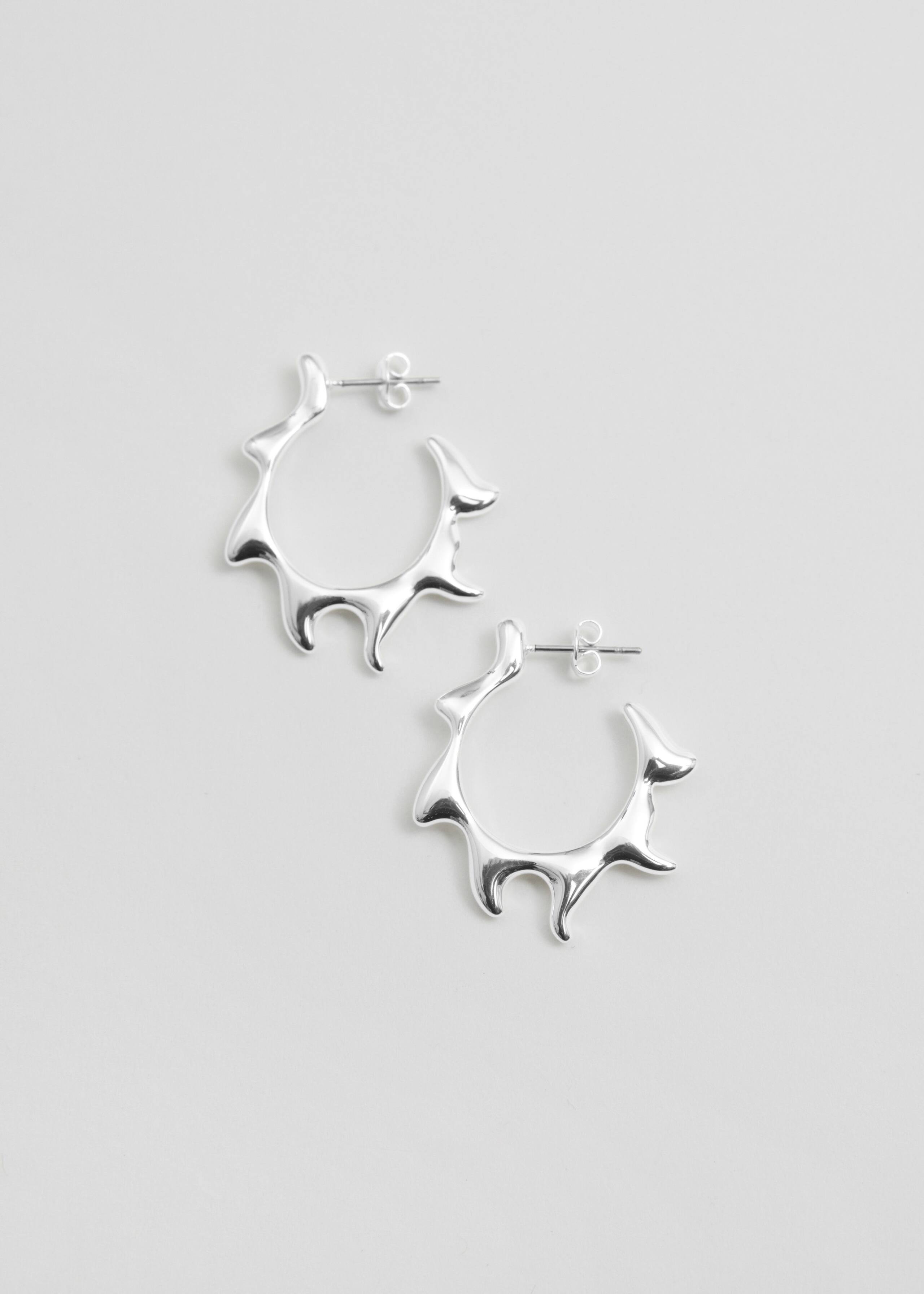 Flame Hoop Earrings - Silver - Still Life