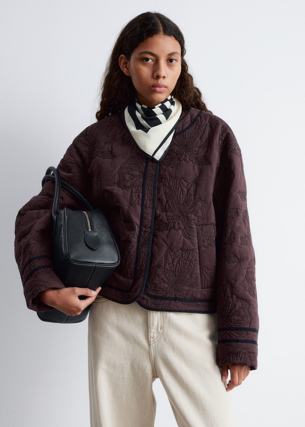 Image of Floral Pattern Quilted Jacket