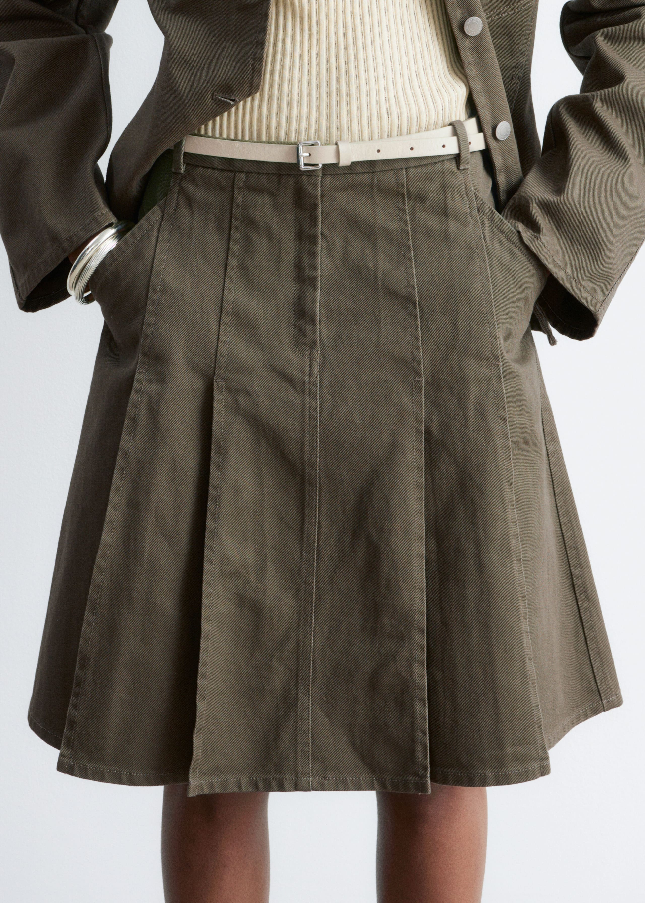 Image of Gonna midi in cotone a pieghe