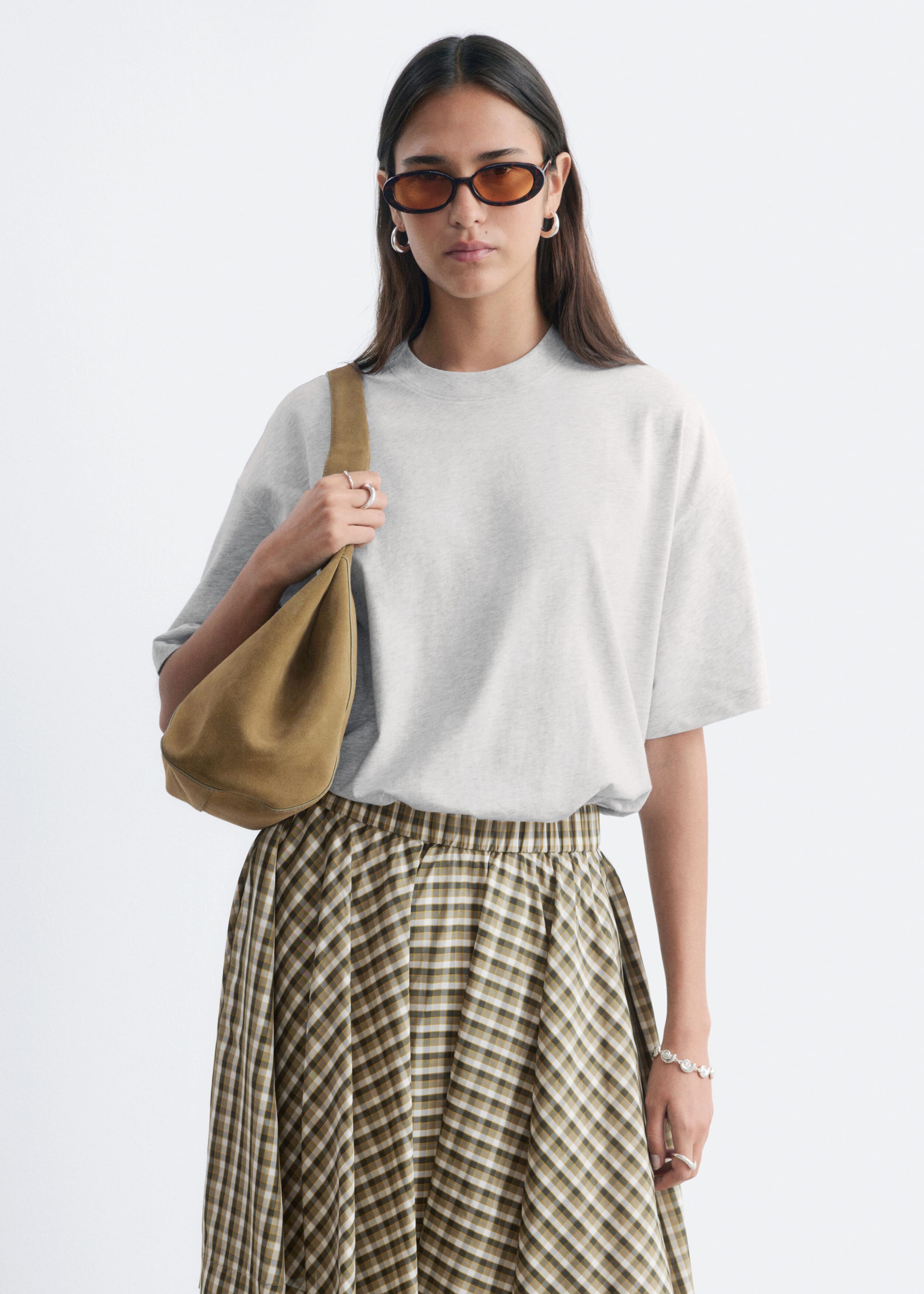 Oversized katoenen T-shirt - Lichtblauw - Lookbook