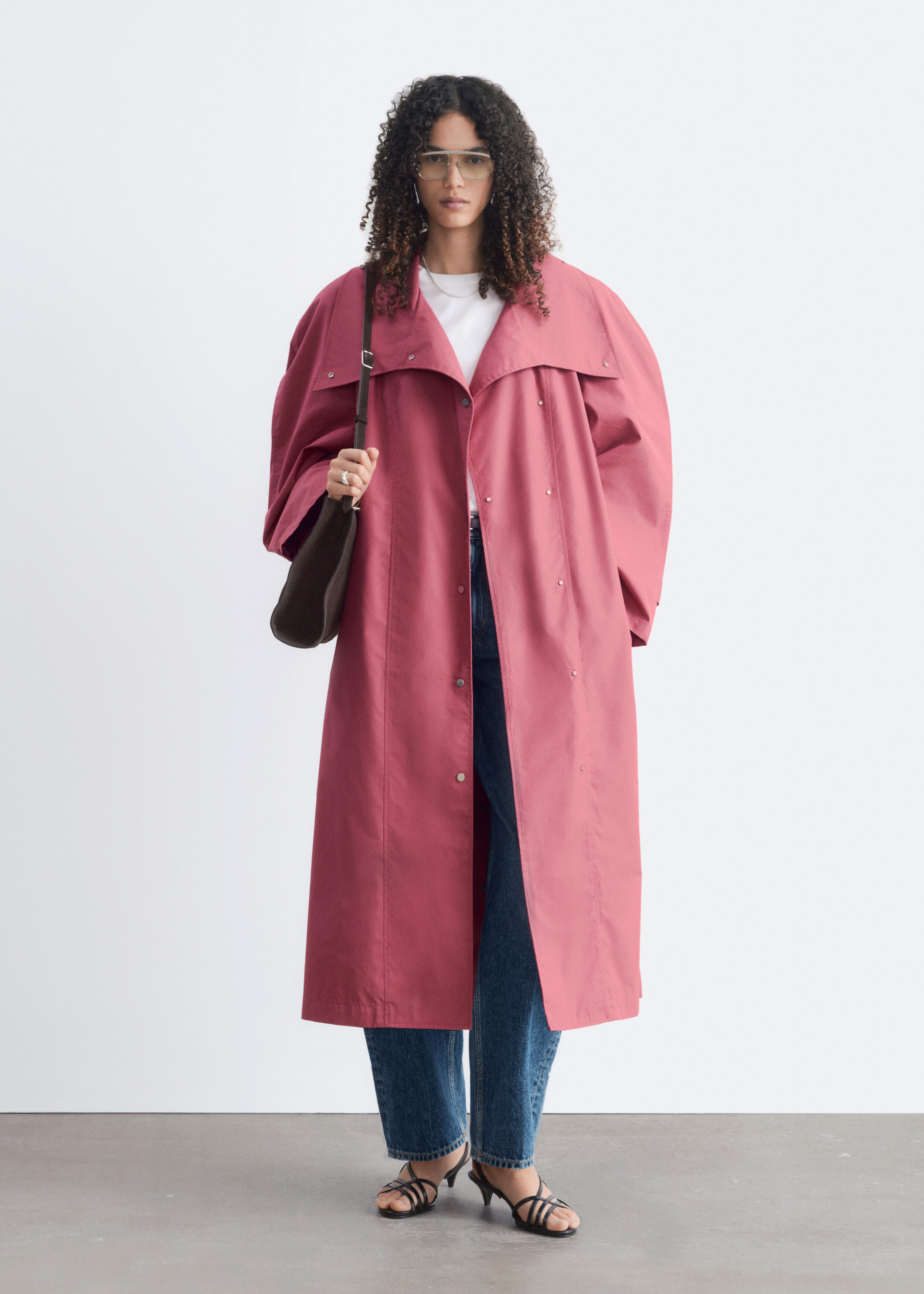 Bold-Shoulder Belted Coat