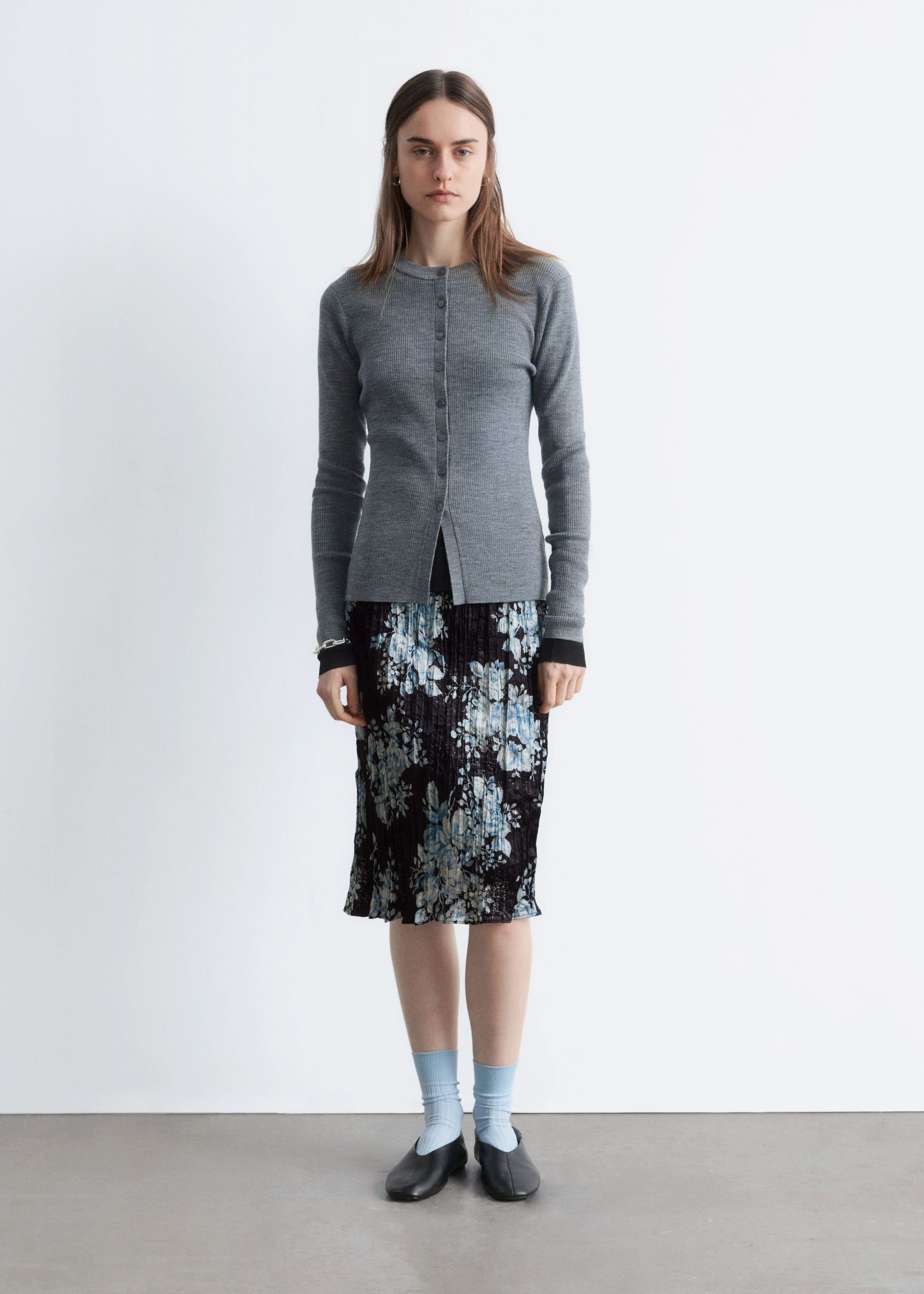 Image of Rib-Knit Merino Wool Cardigan