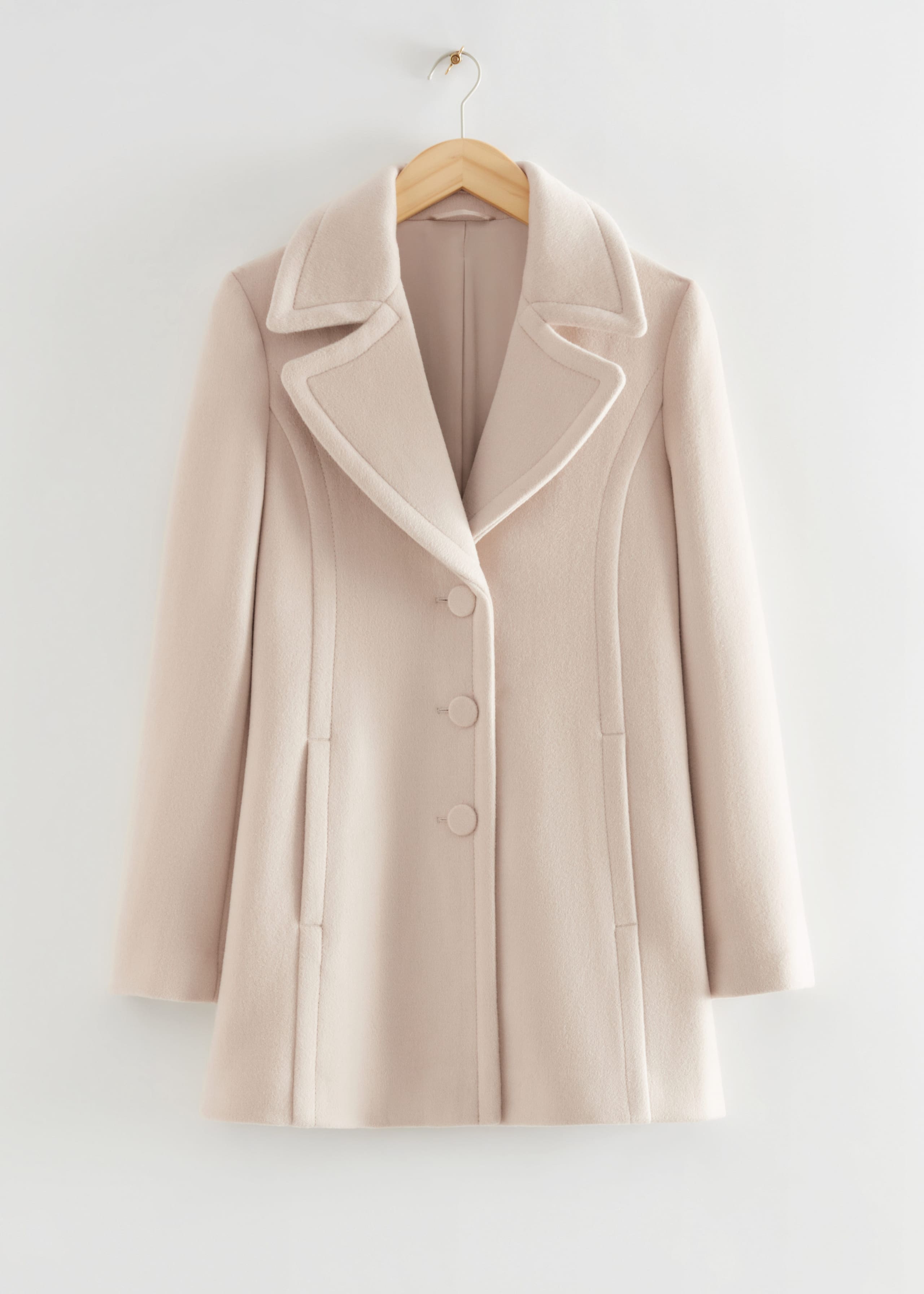 Image of Fitted Mid-Length Wool Coat