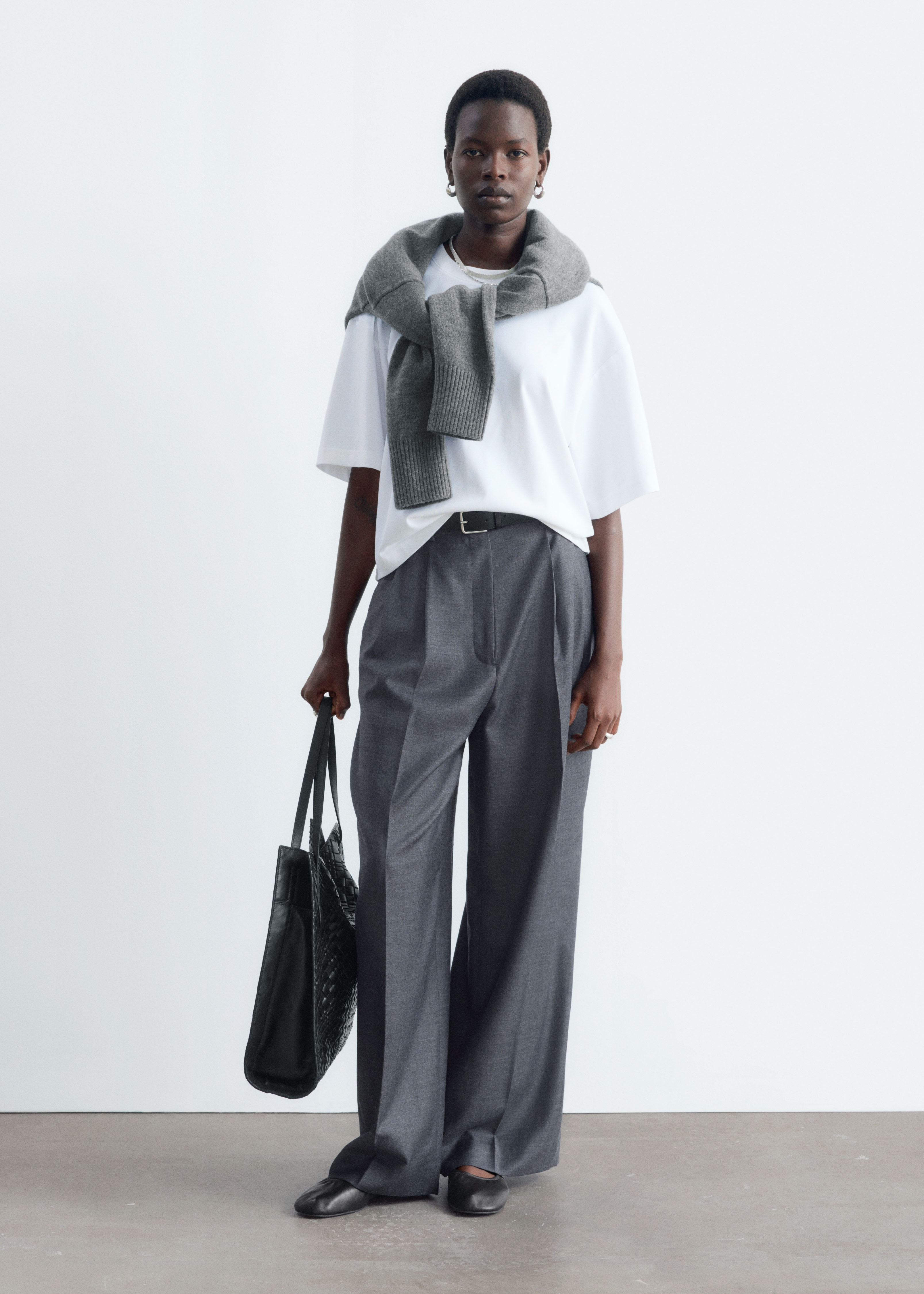 Getailleerde broek met hoge taille - Grijs