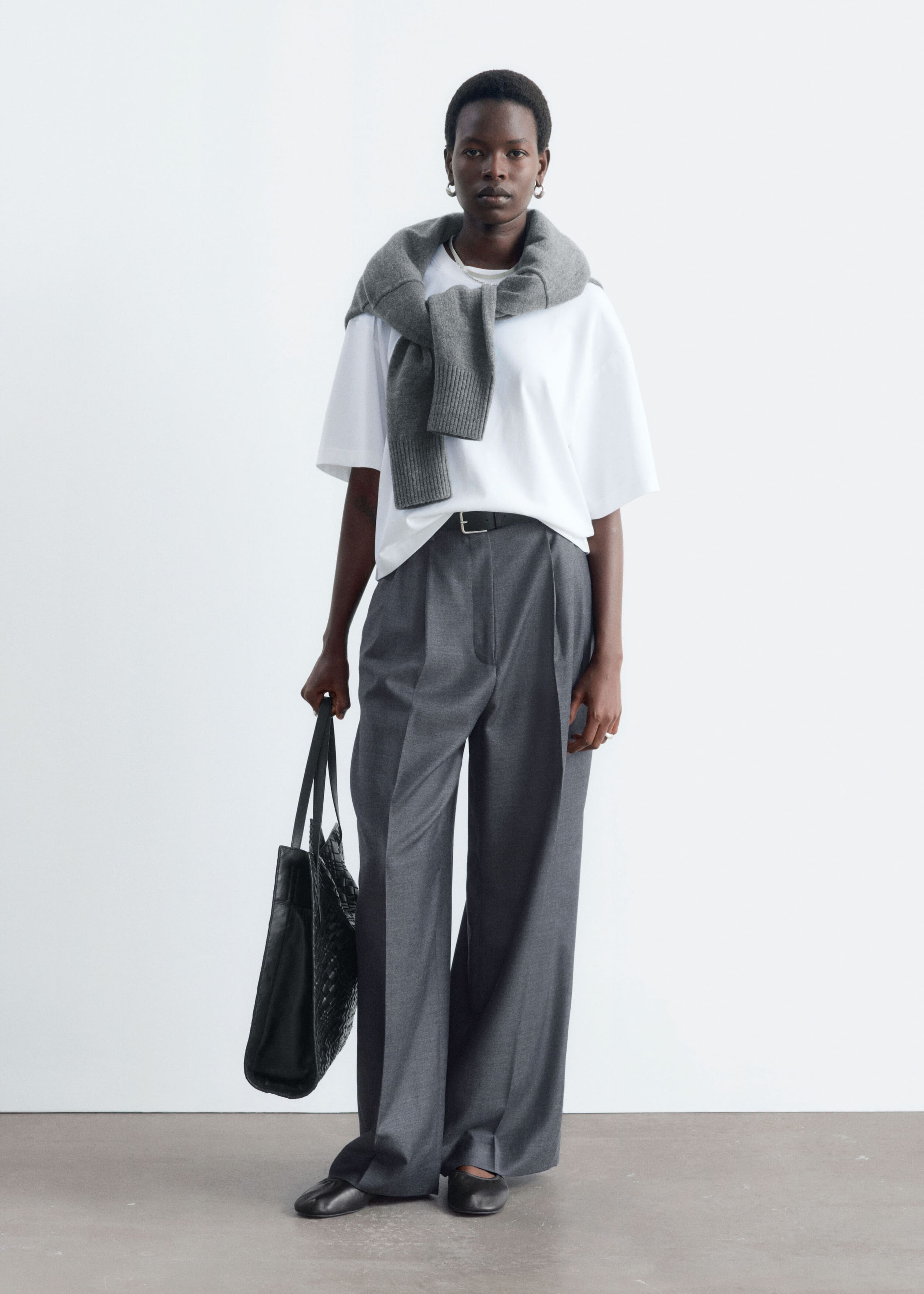 High-Waist Tailored Trousers - Grey - Still Life