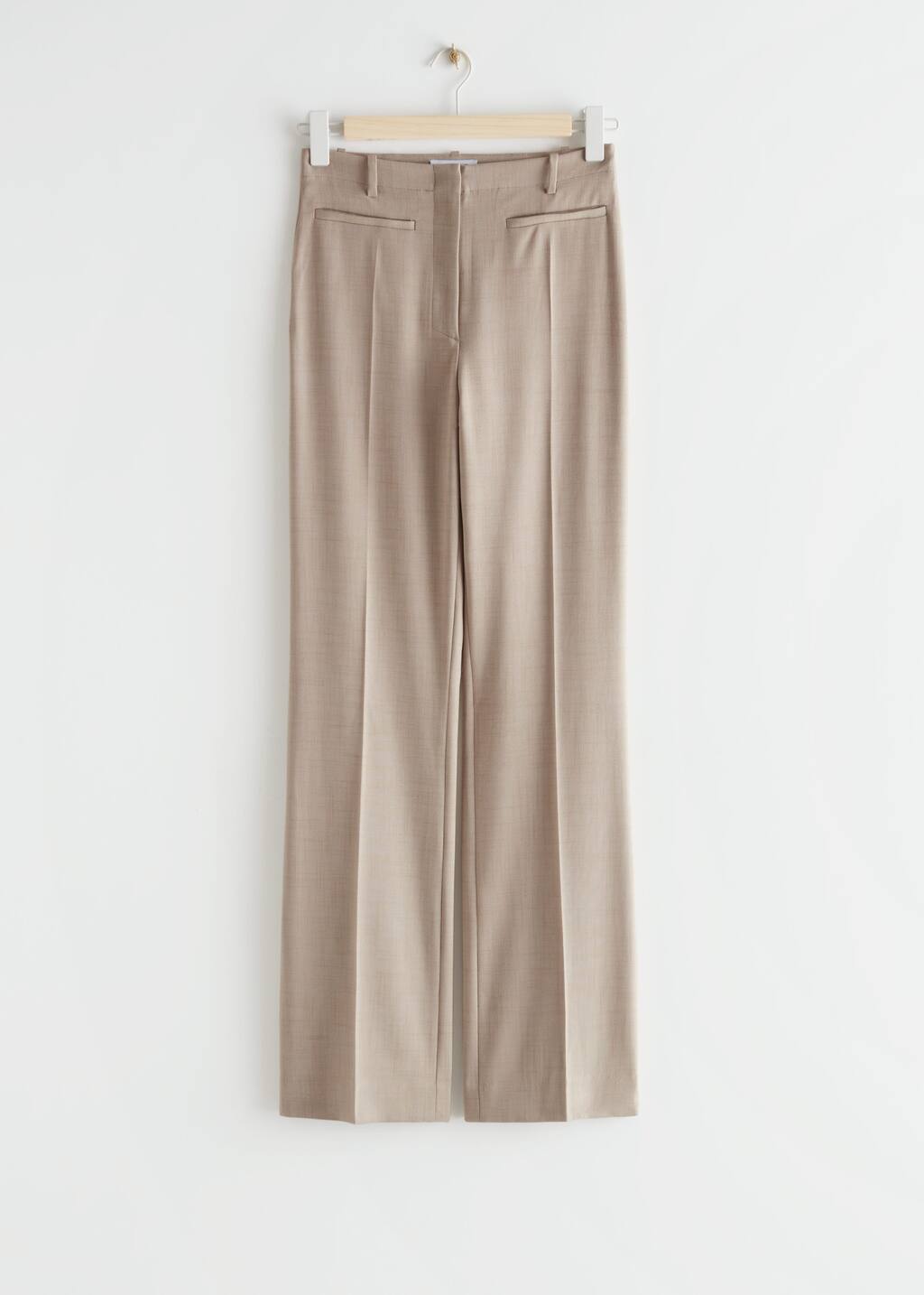 High Waist Press Crease Trousers - Beige - Natura morta