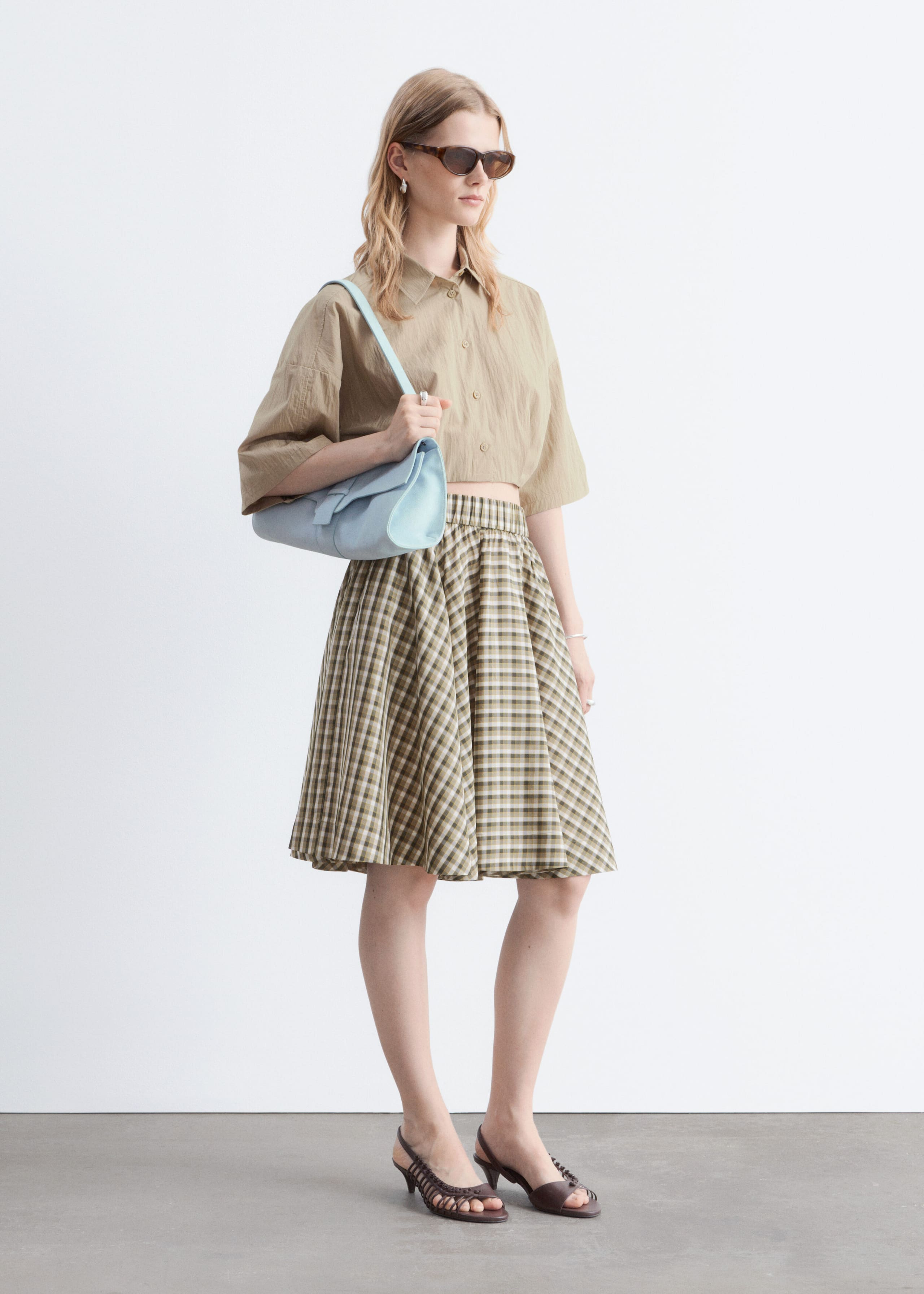 Chemise courte à ourlet plissé - Bright Pink - Lookbook