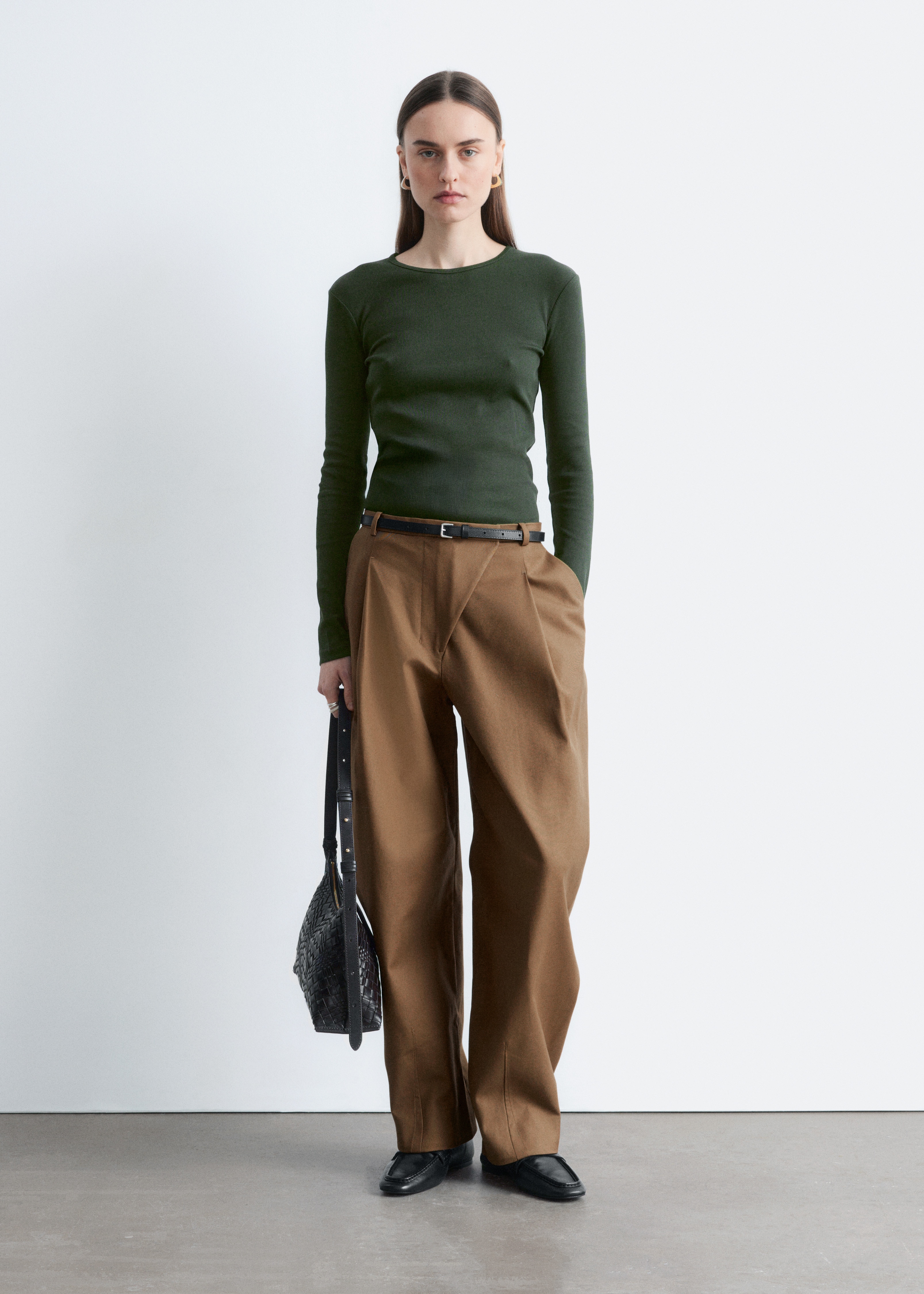 Haut côtelé à manches longues - Vert foncé/Blanc/Black/Gris clair/Marron foncé