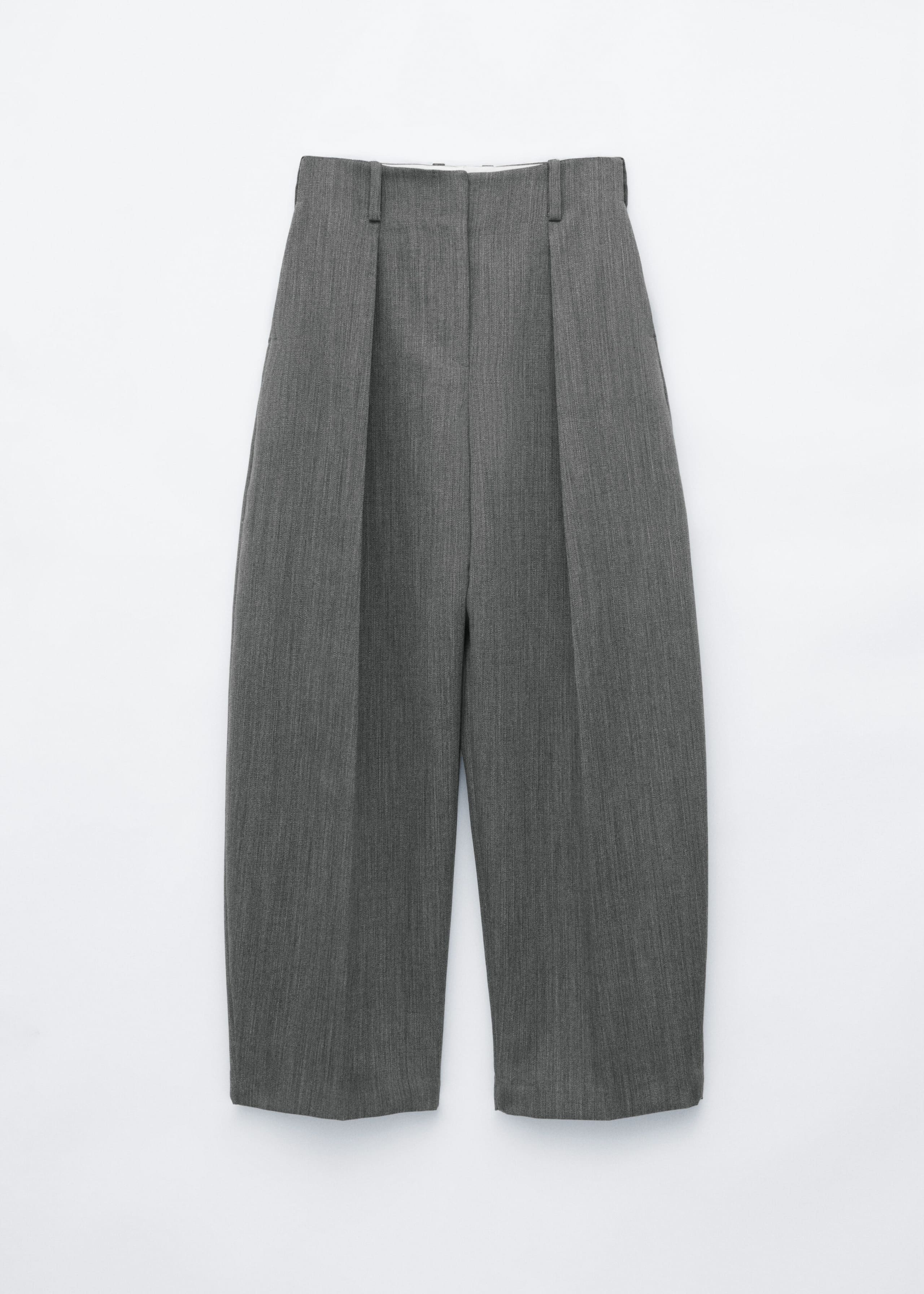 Image of Wool Barrel-Leg Trousers