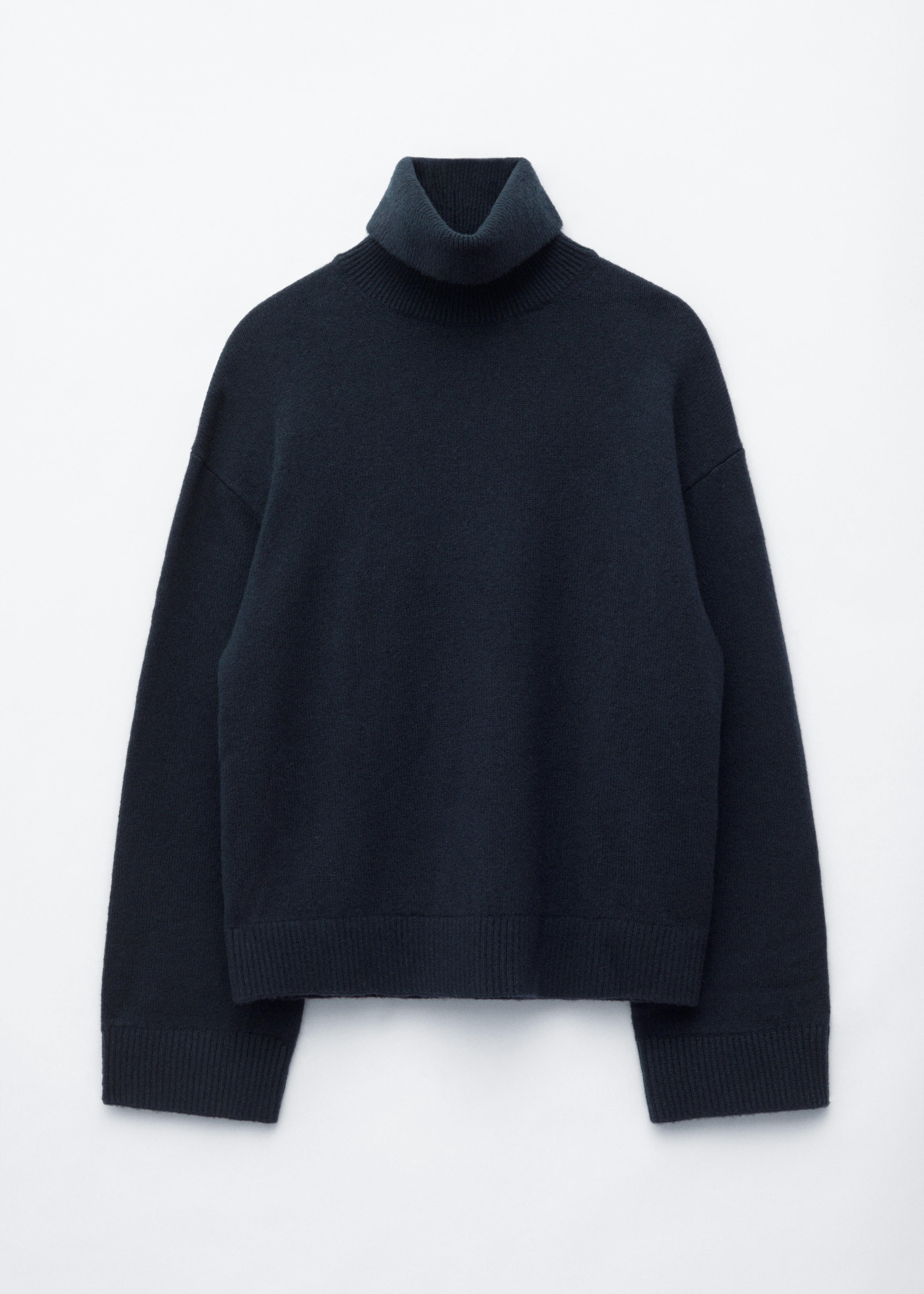 Rollkragenpullover aus Wolle und Baumwolle - Dunkelblau/Dunkles Graubraun