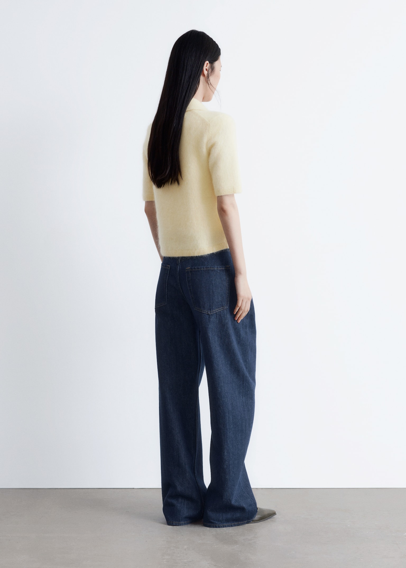 Brushed Knit Polo T-Shirt - Light Yellow - 6