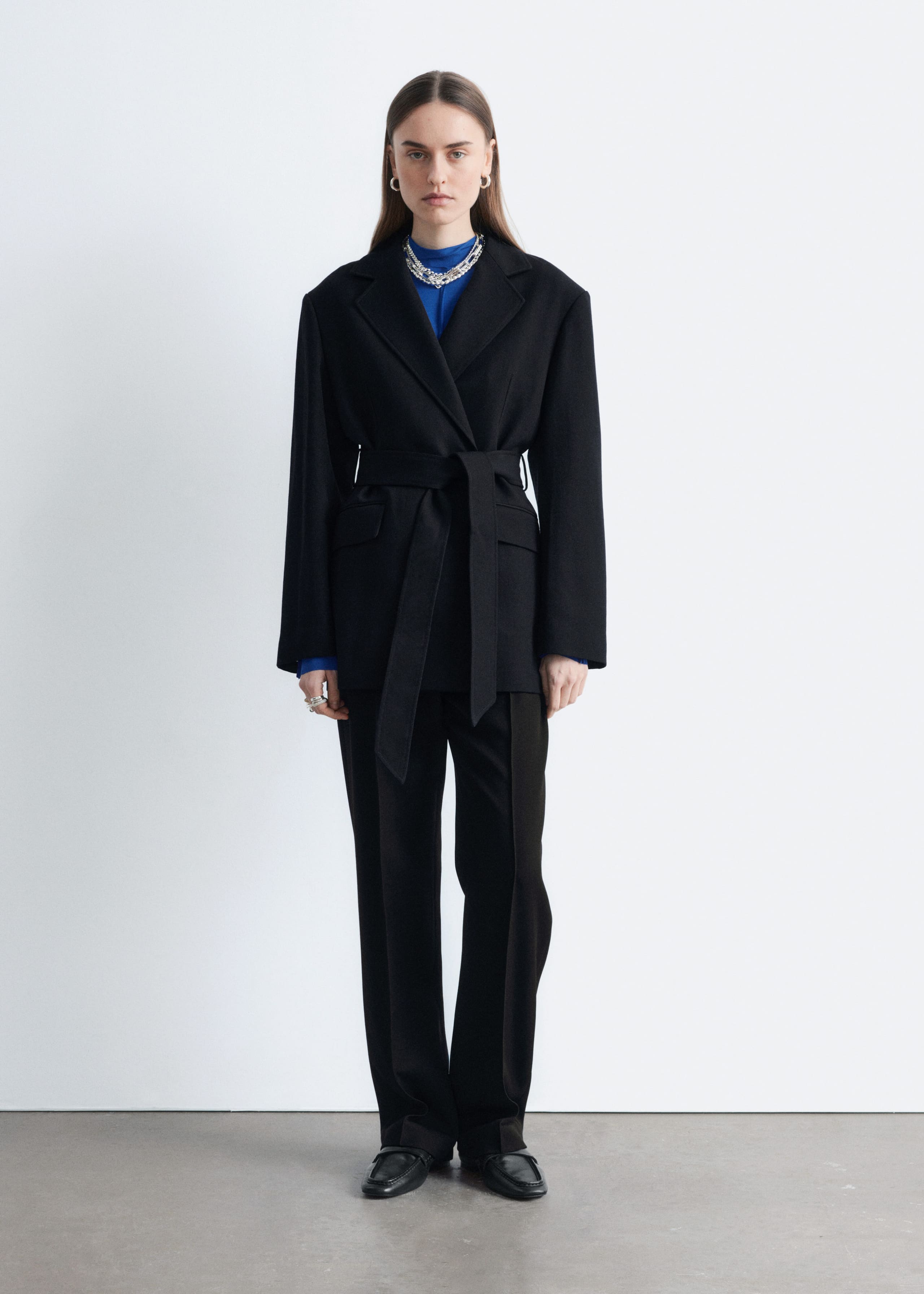 Image of Wool Tie-Belt Blazer