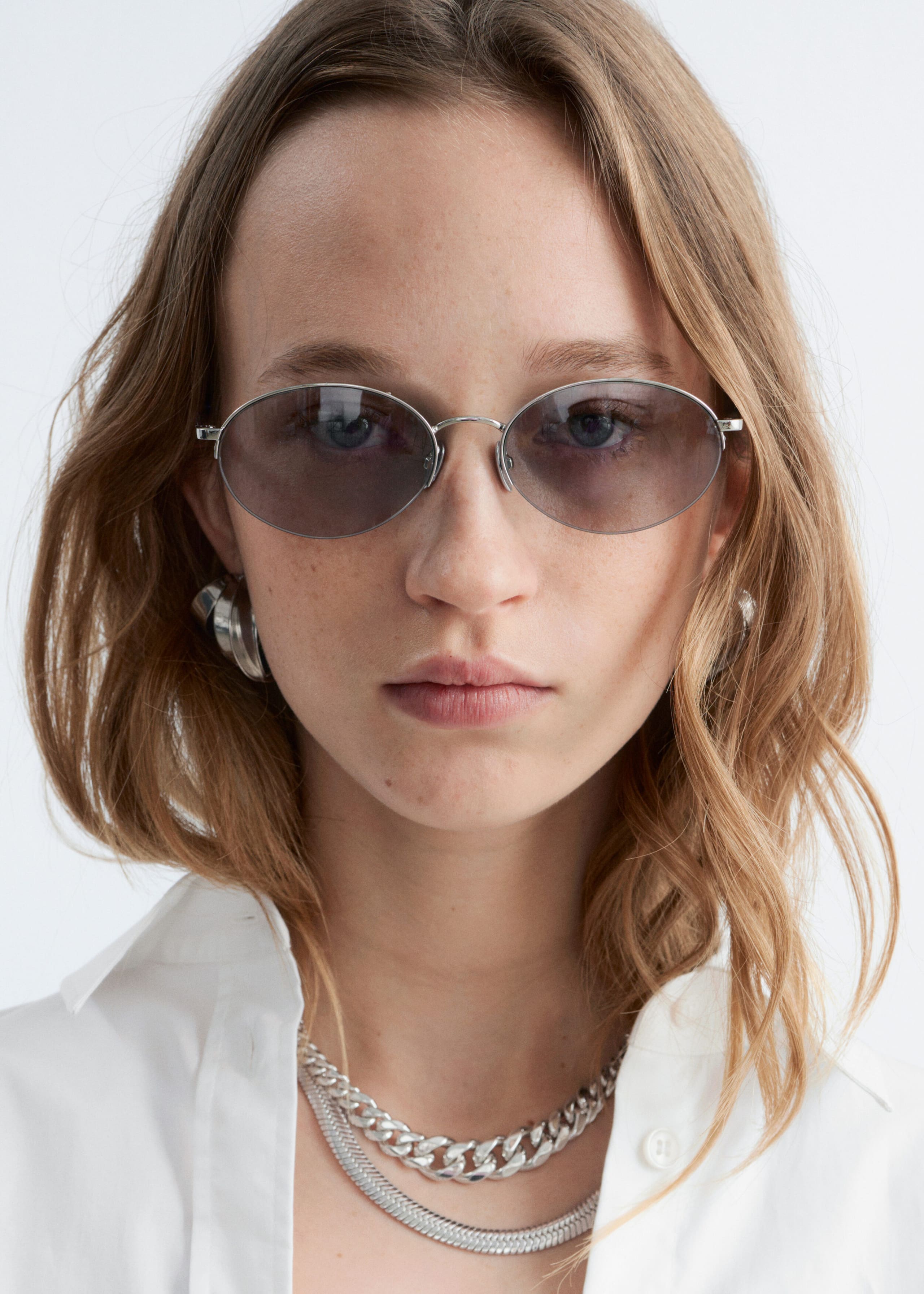 Image of Round Wire-Frame Sunglasses