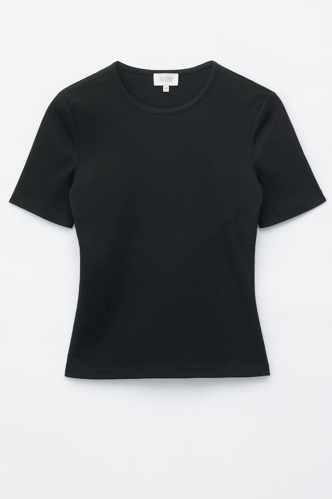 Geripptes T-Shirt - Schwarz/Hellgelb/Dunkelrot/Weiß/Gestreift/Grau meliert/Weiß - 1