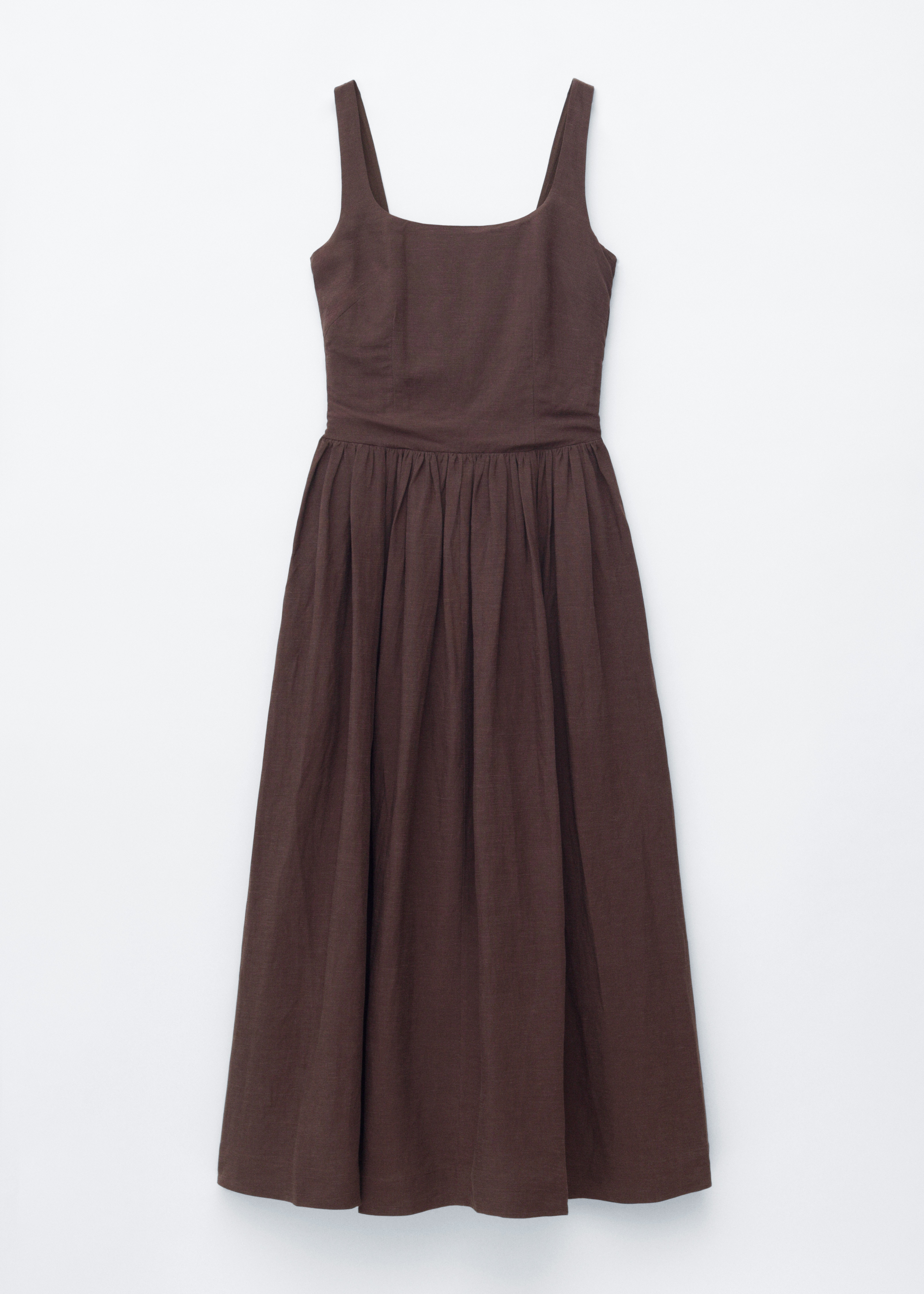 Midikleid im Fit-and-Flare-Stil - Dunkelbraun/Weiß