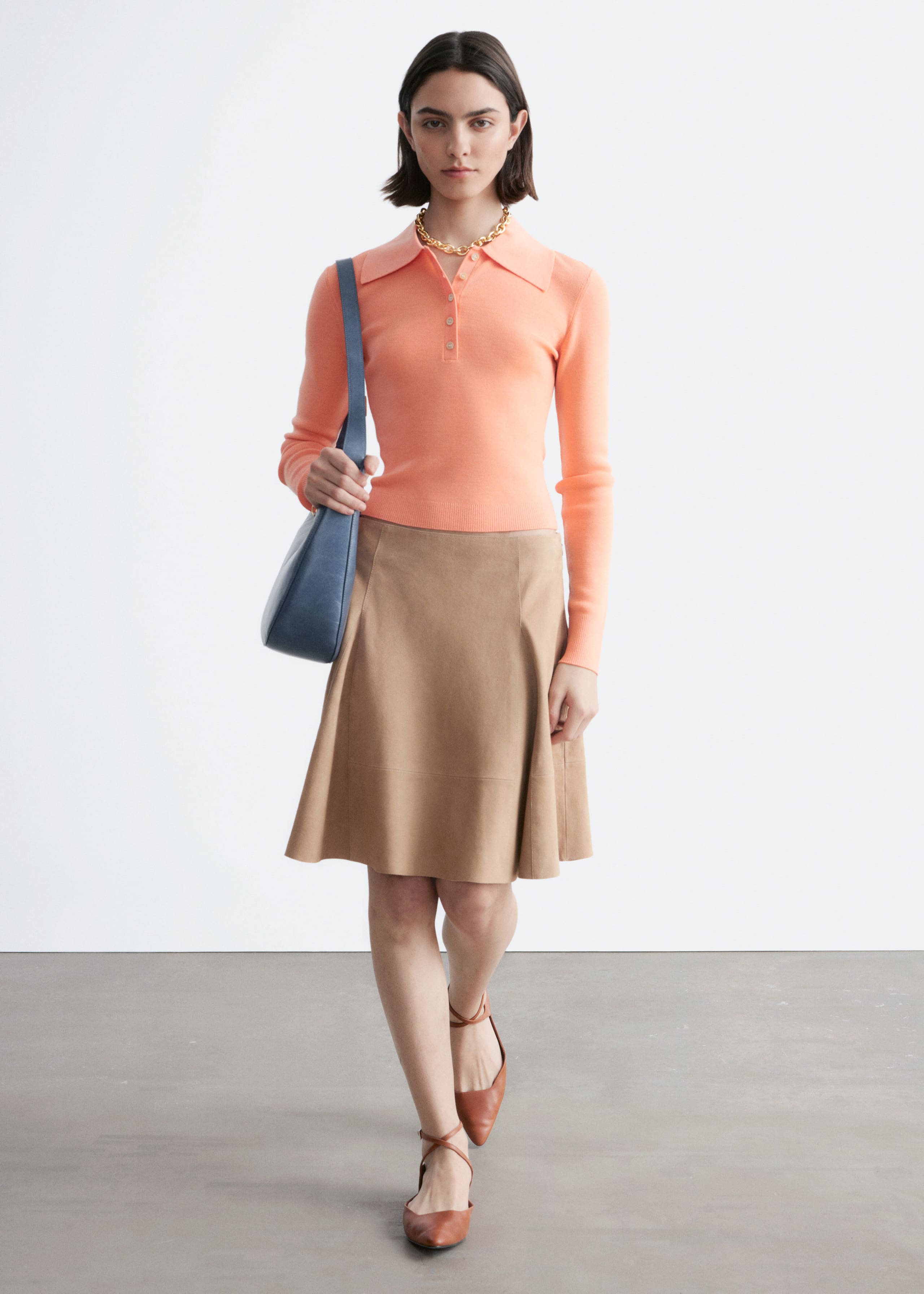 Image of Rib-Knit Merino Wool Polo Top