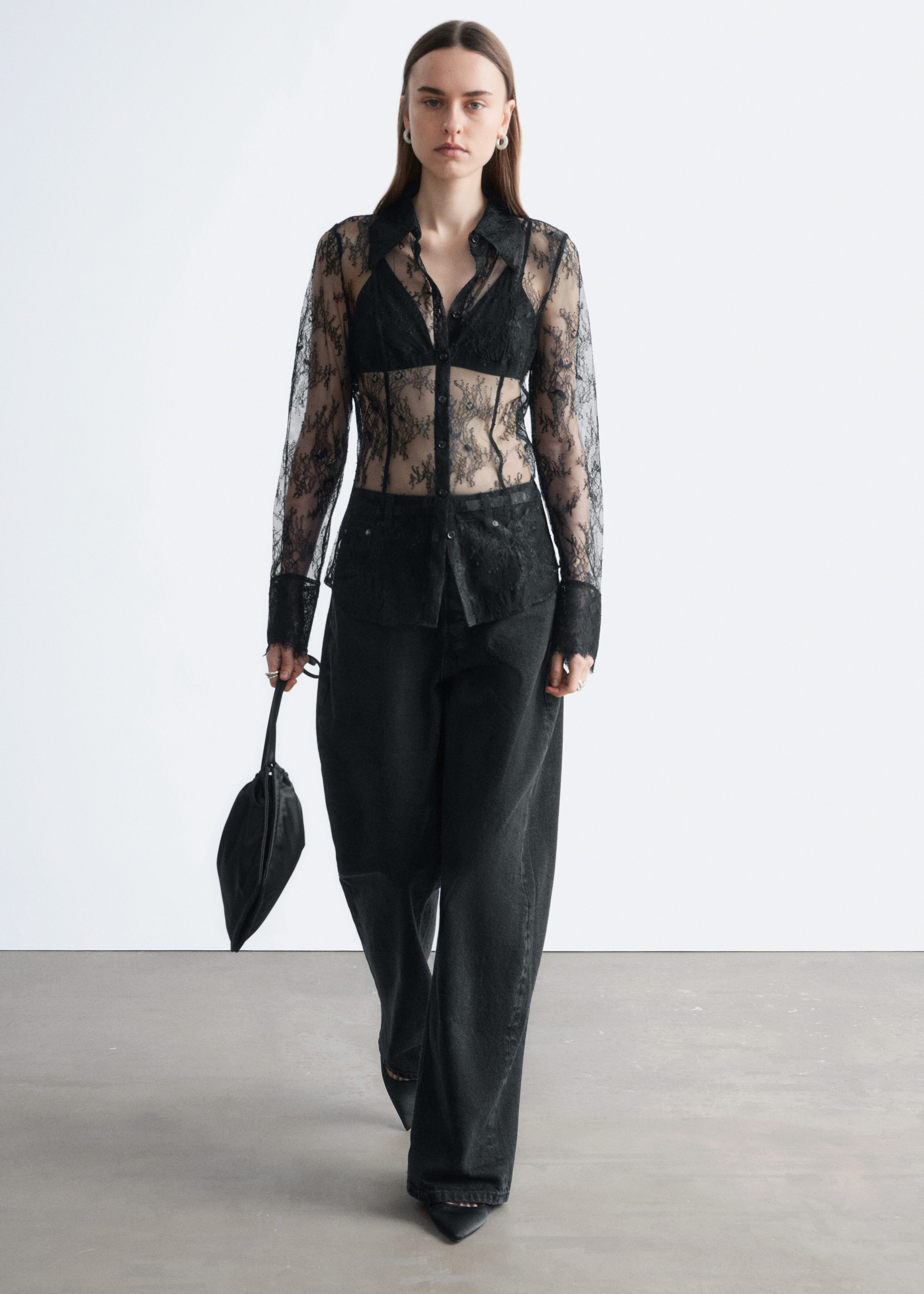 Tapered Lace Shirt - Black - Shirts - & Other Stories US