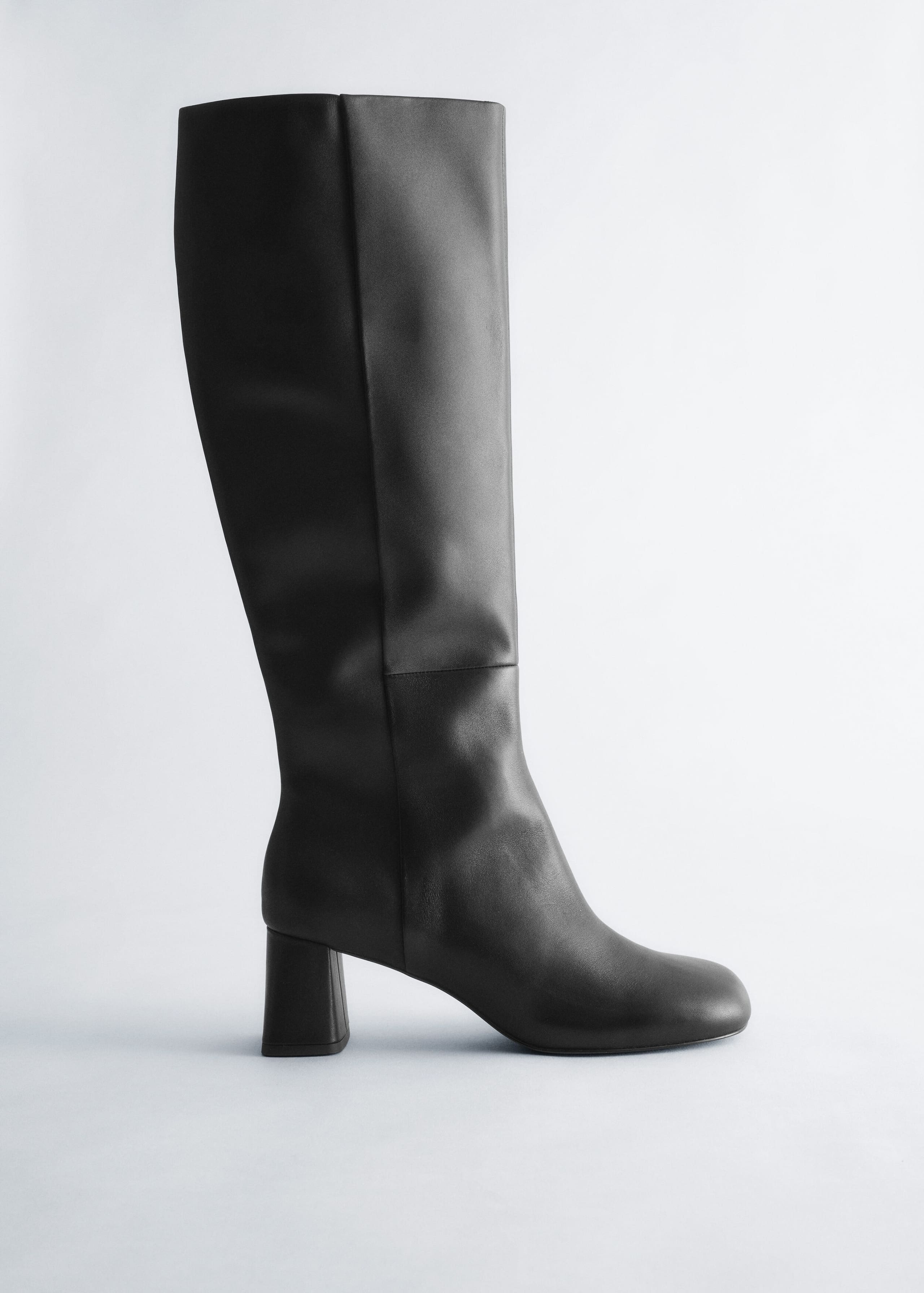 Knee-High Leather Boots - Black - Still Life