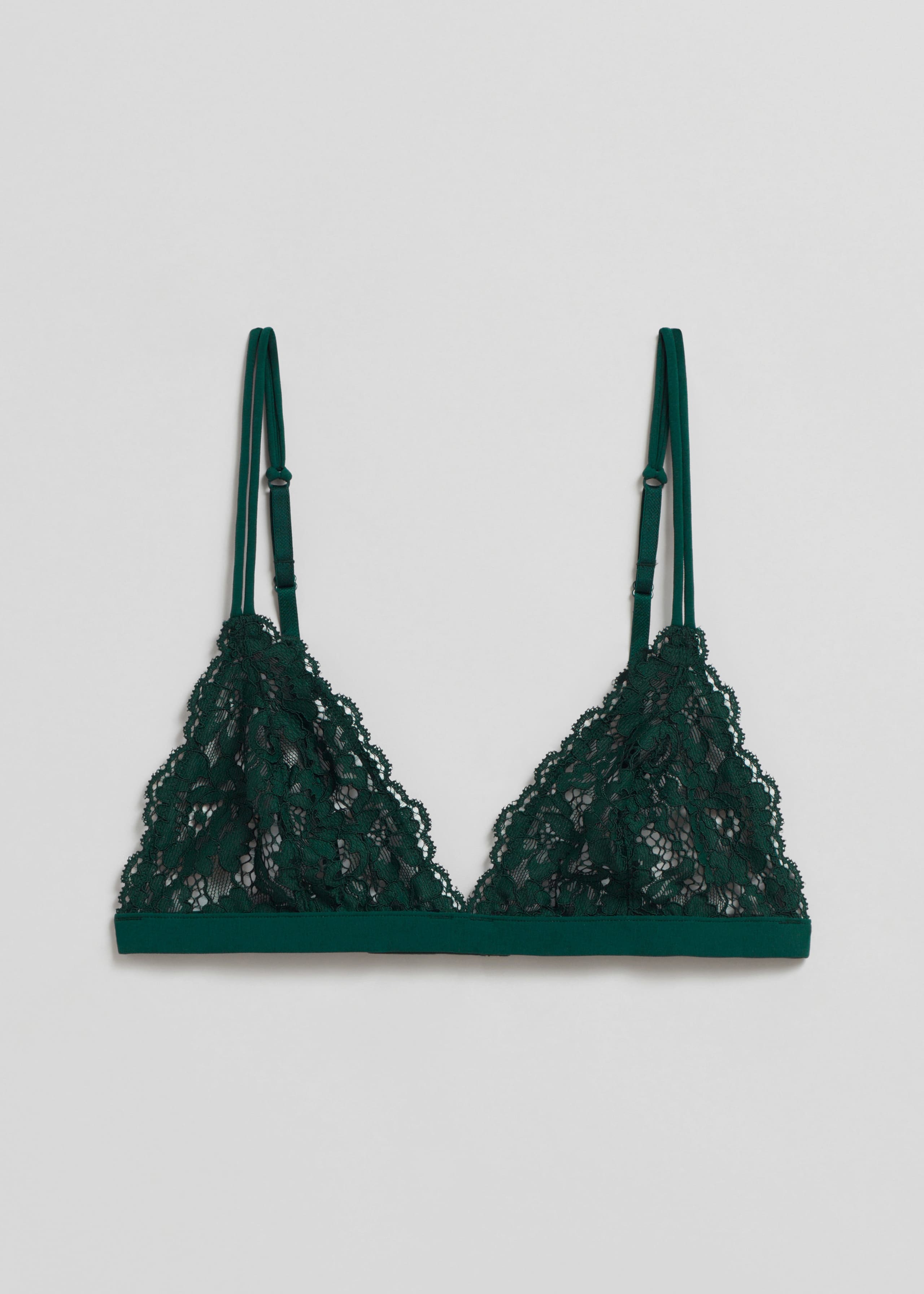 Scalloped Lace Soft Bra - Dark Green - Still Life